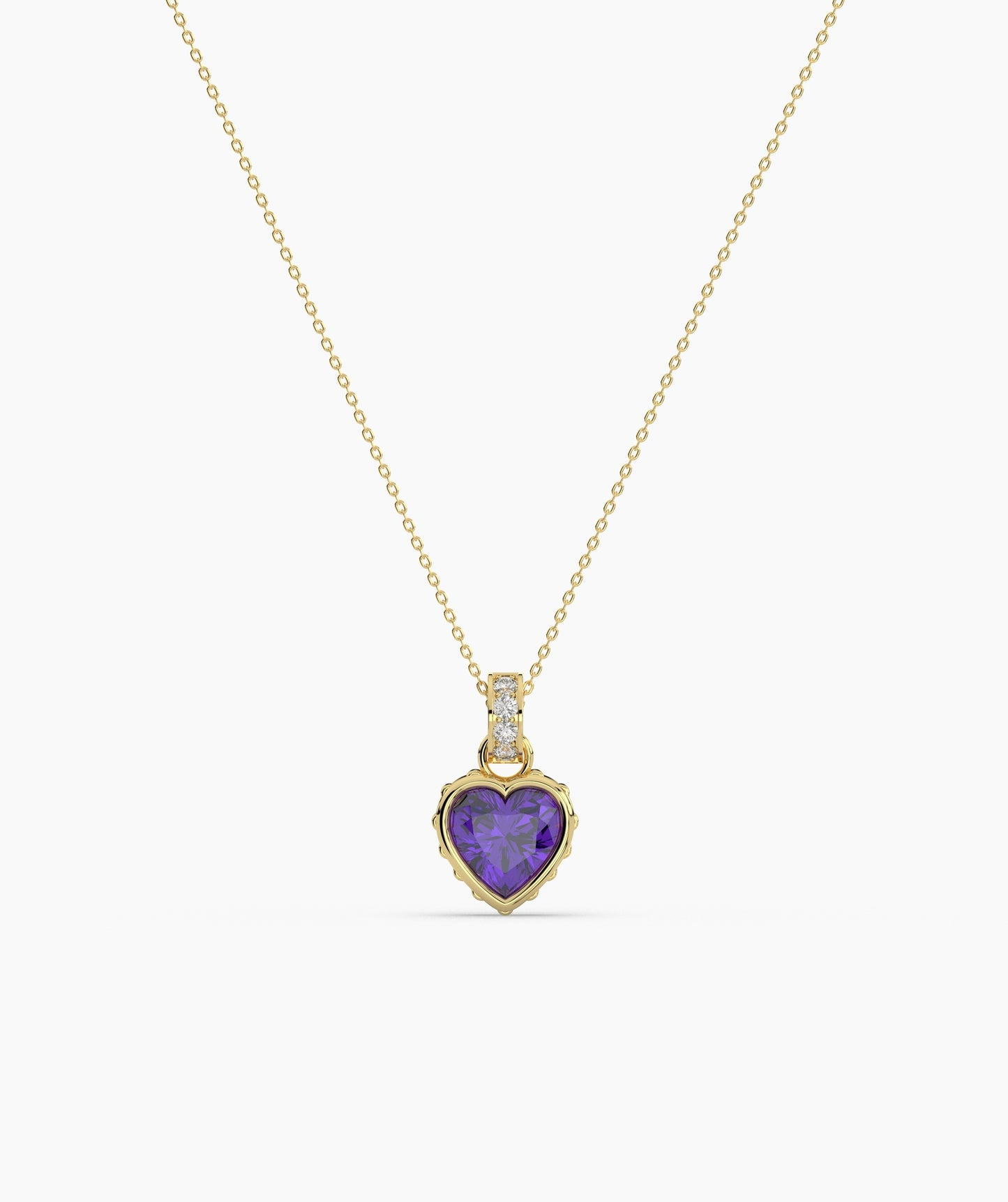 Pink Heart Bezel with Bail Necklace