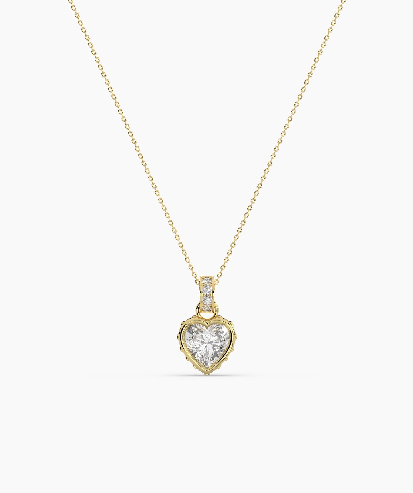Pink Heart Bezel with Bail Necklace