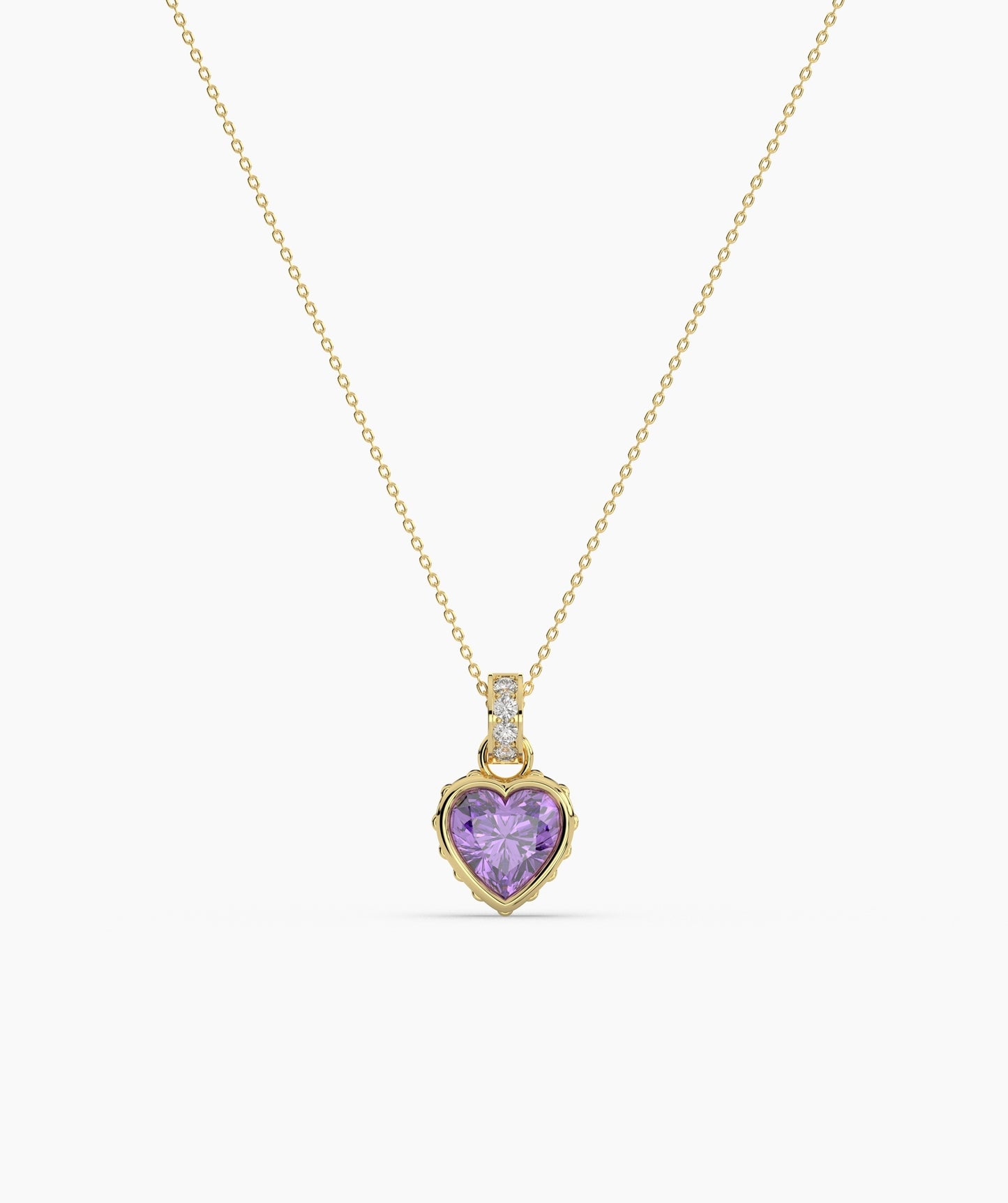 Pink Heart Bezel with Bail Necklace