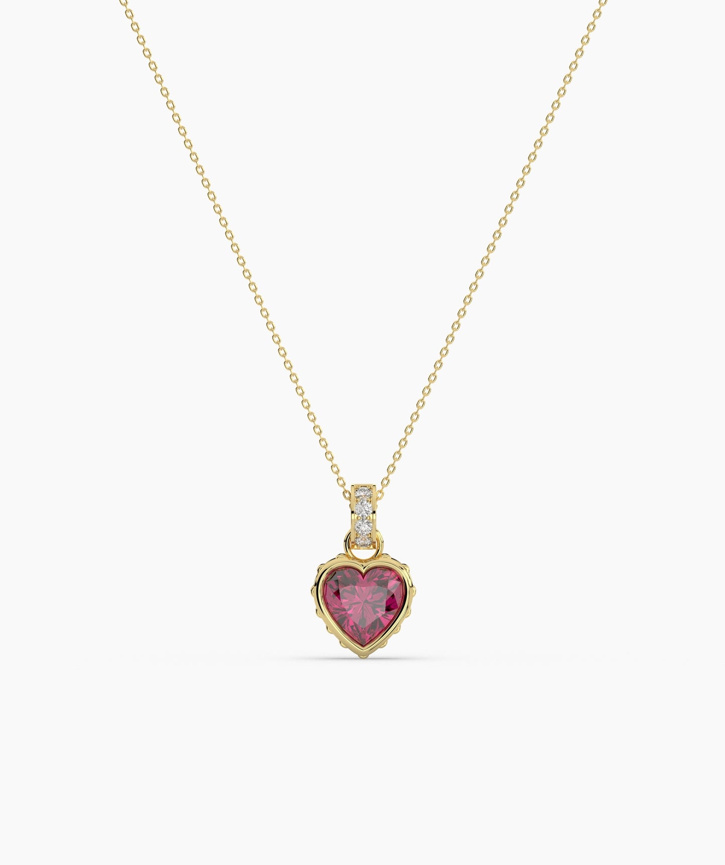 Pink Heart Bezel with Bail Necklace