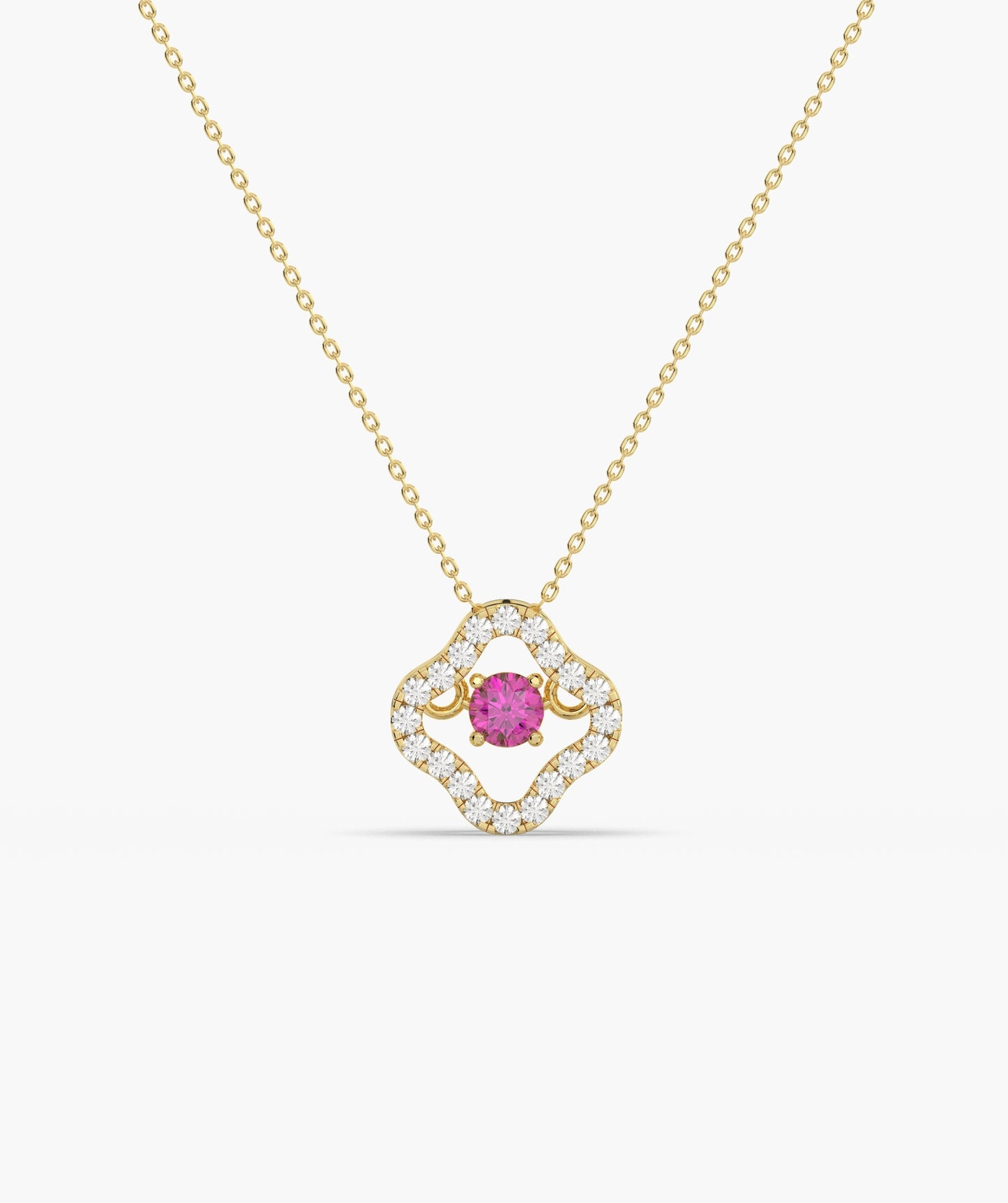 Emerald & Diamond Open Clover Necklace