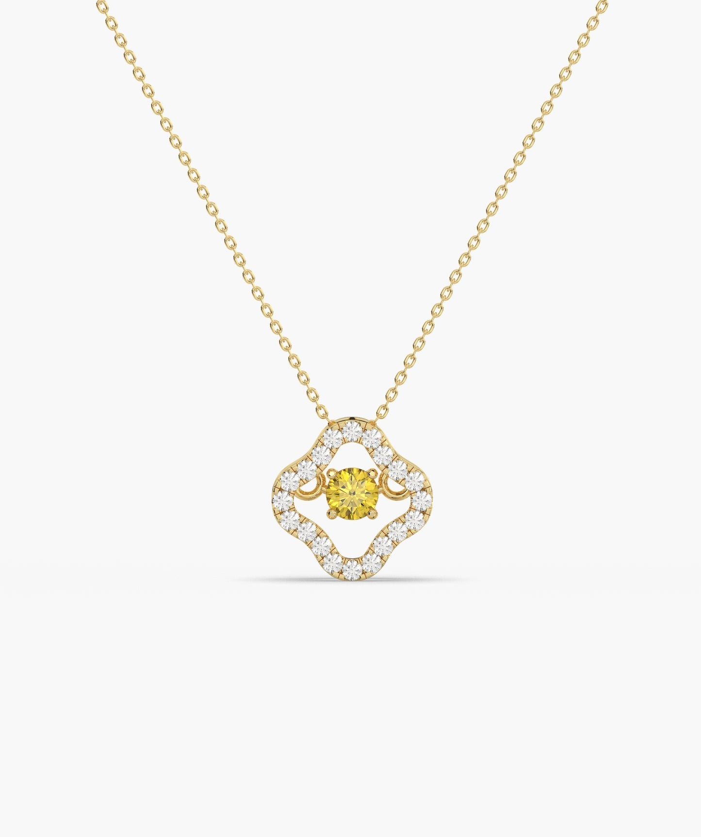 Emerald & Diamond Open Clover Necklace