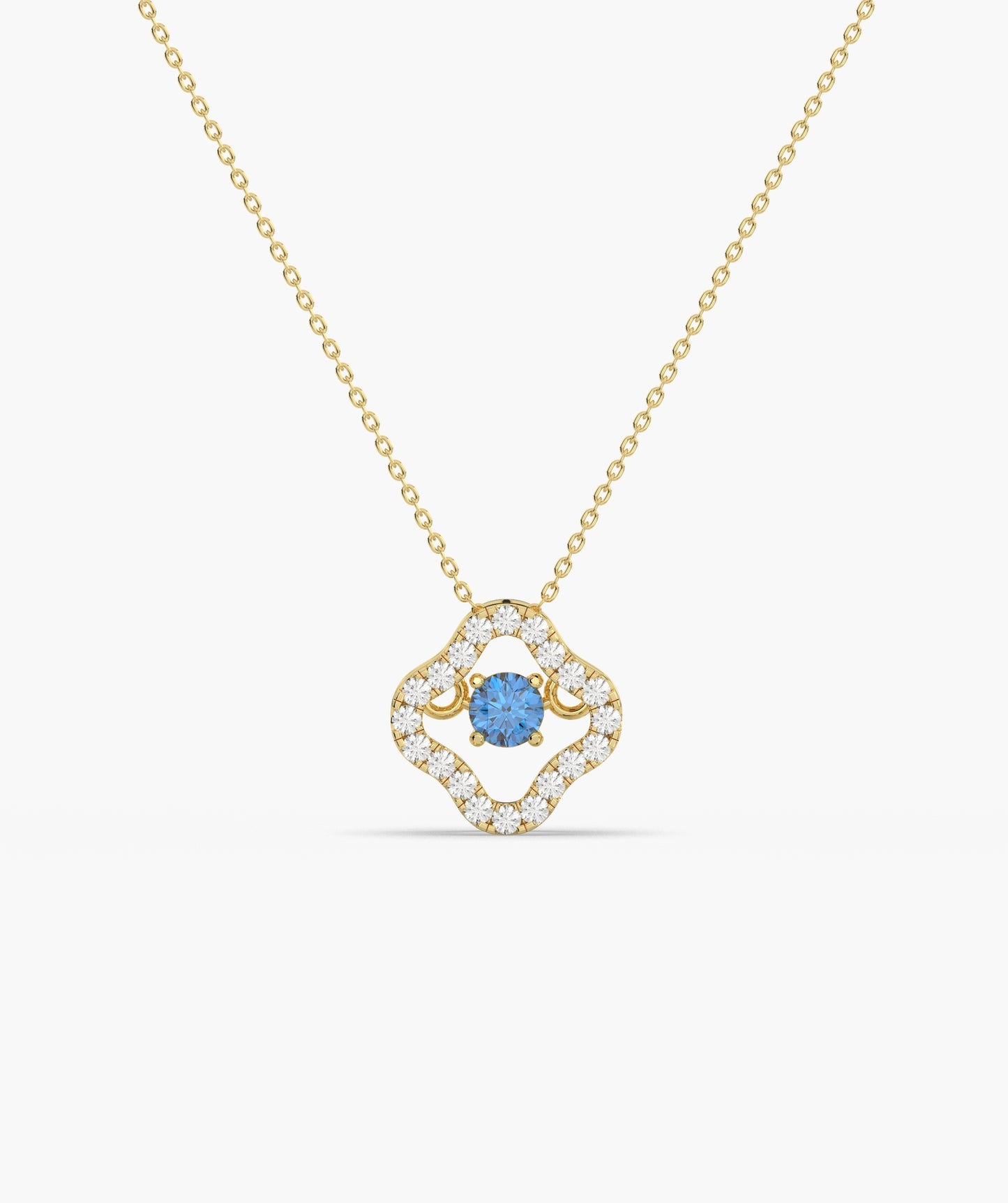 Emerald & Diamond Open Clover Necklace