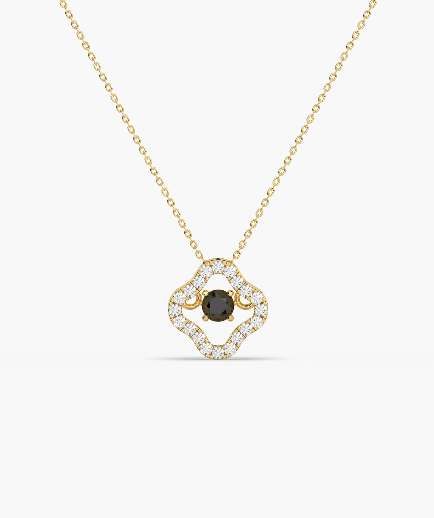 Emerald & Diamond Open Clover Necklace