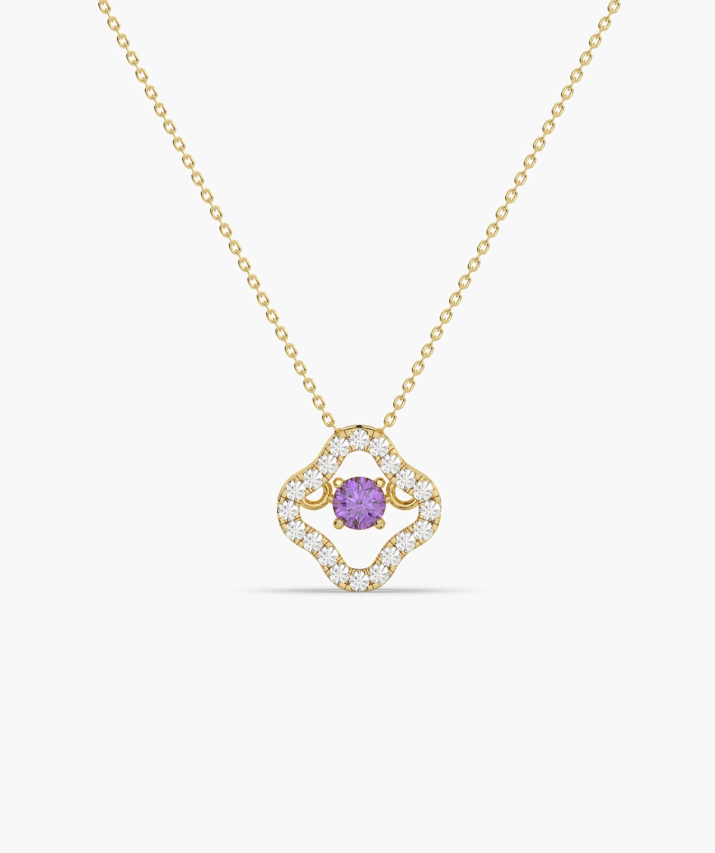 Emerald & Diamond Open Clover Necklace