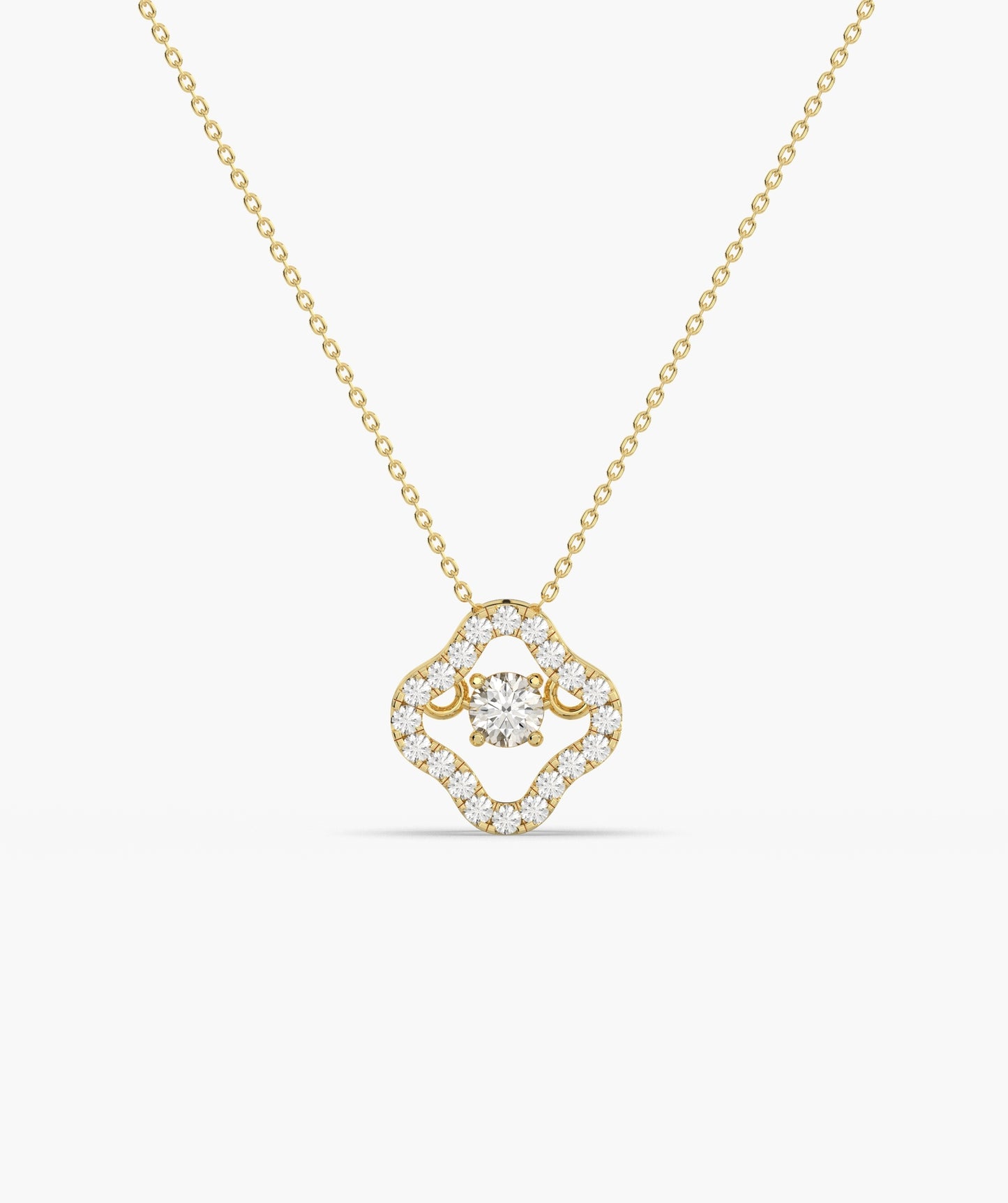 Emerald & Diamond Open Clover Necklace