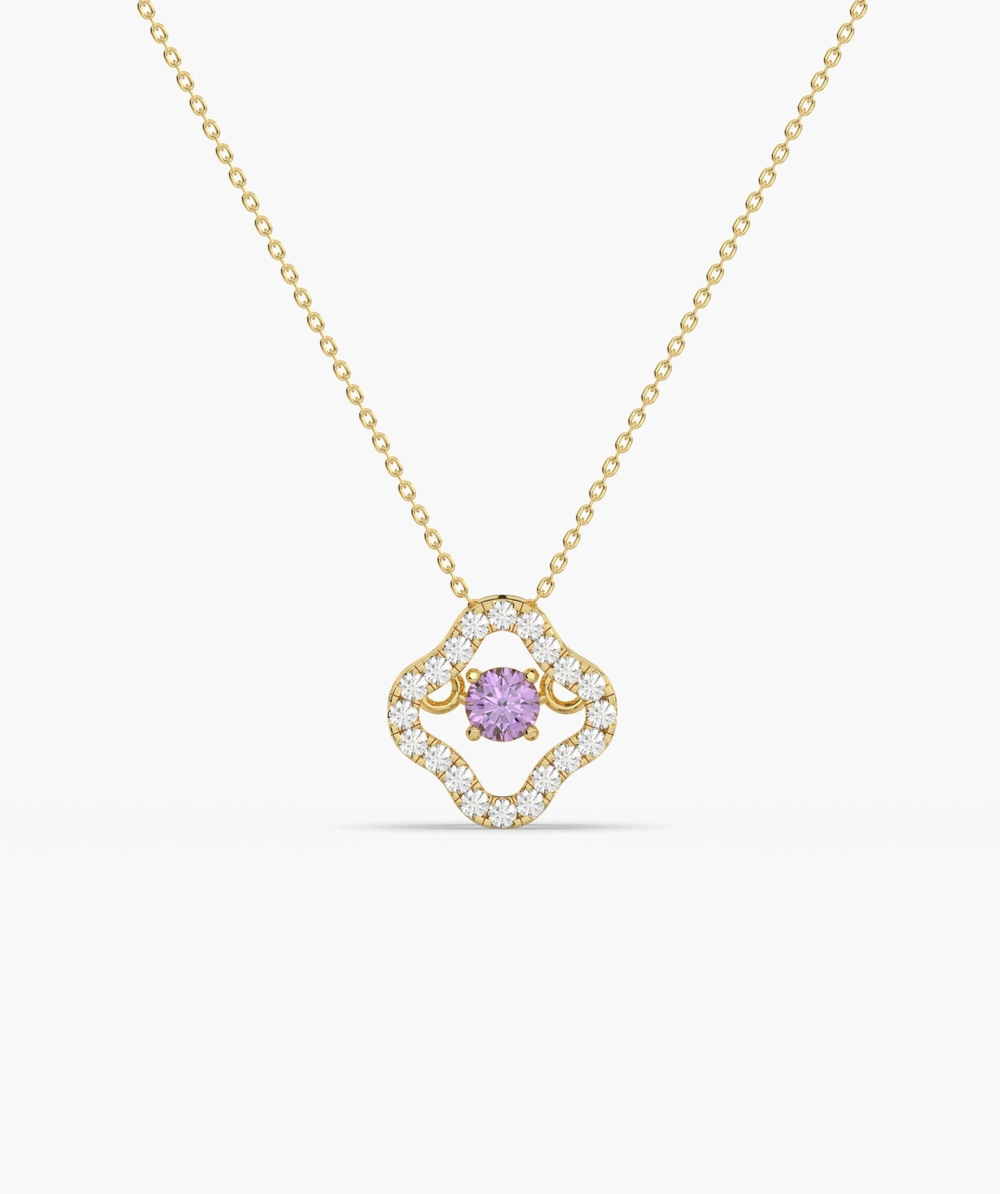Emerald & Diamond Open Clover Necklace