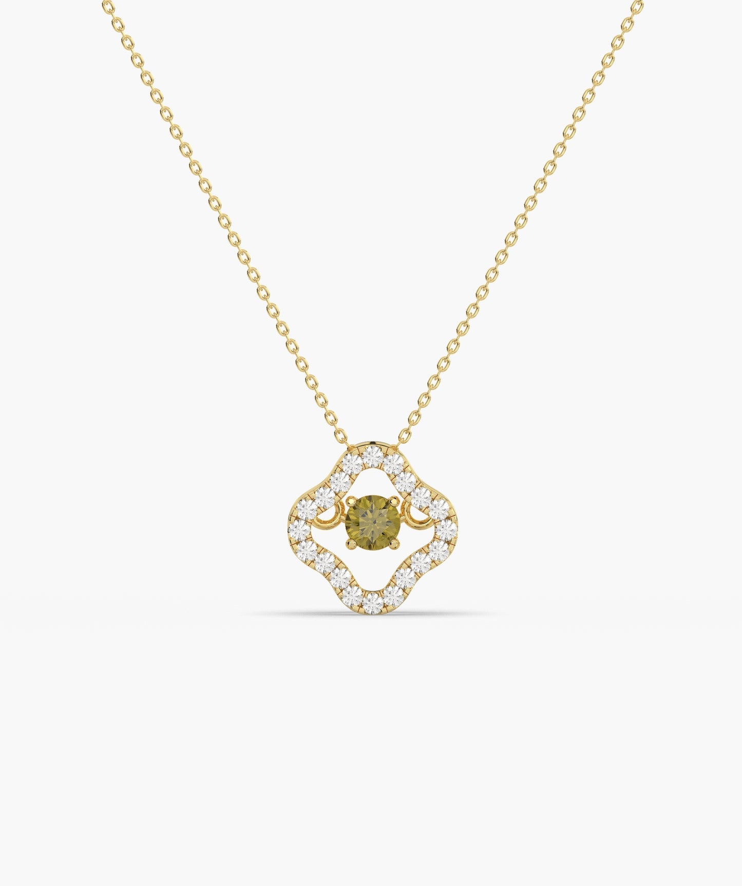 Emerald & Diamond Open Clover Necklace