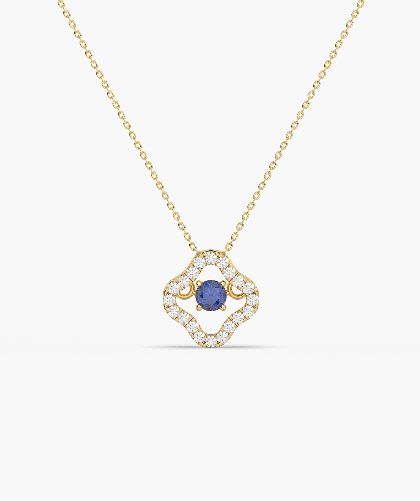 Emerald & Diamond Open Clover Necklace