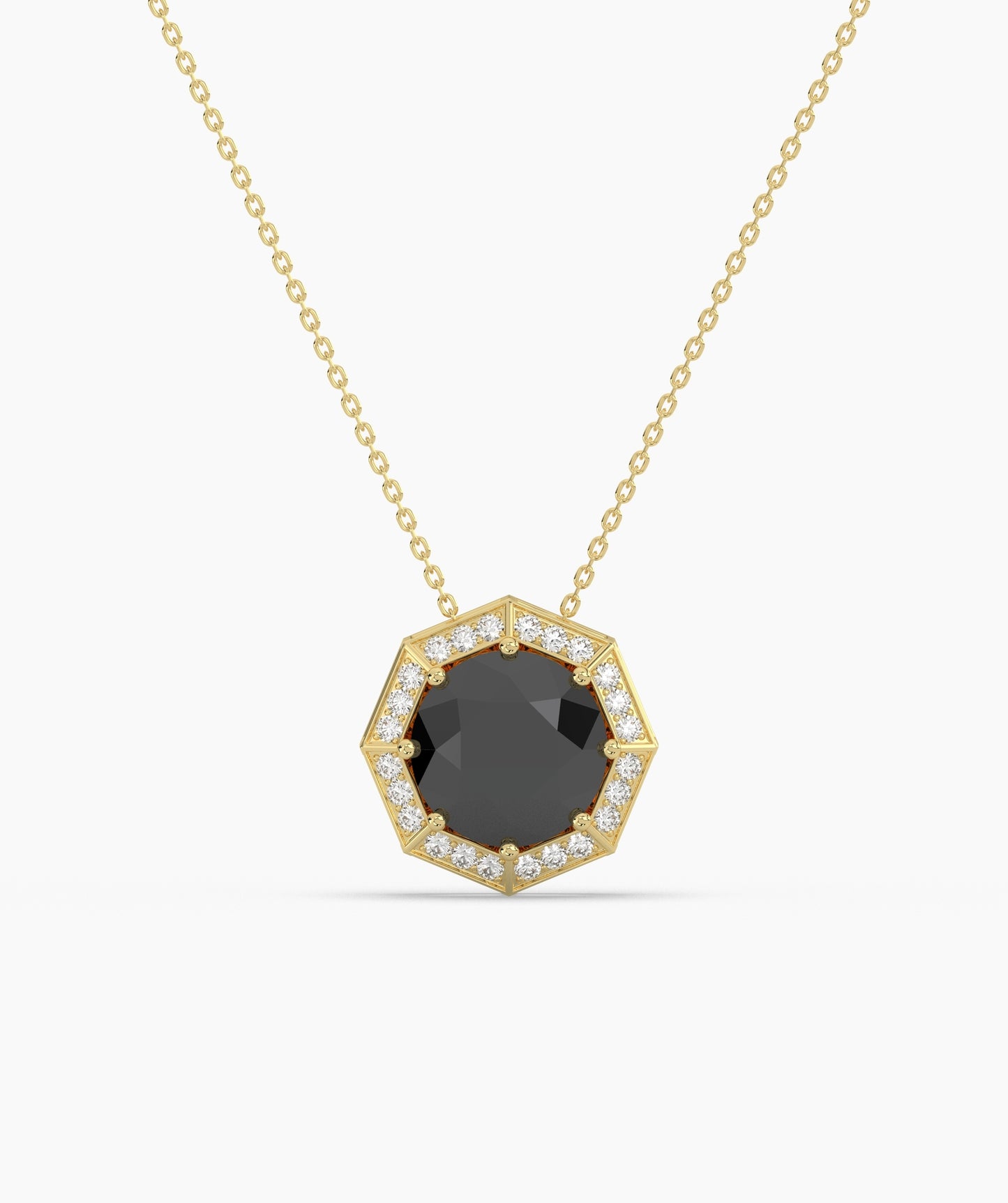 Octagonal Halo Birthstone Statement Necklace