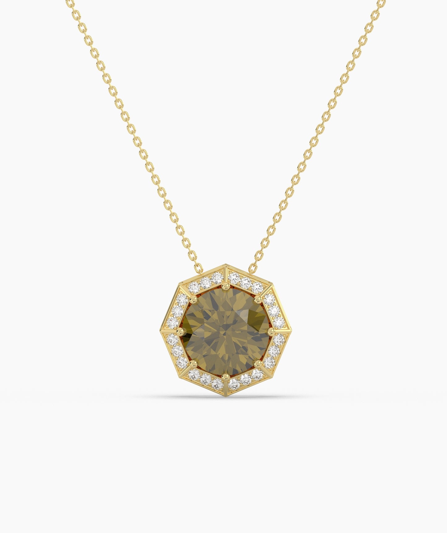 Octagonal Halo Birthstone Statement Necklace