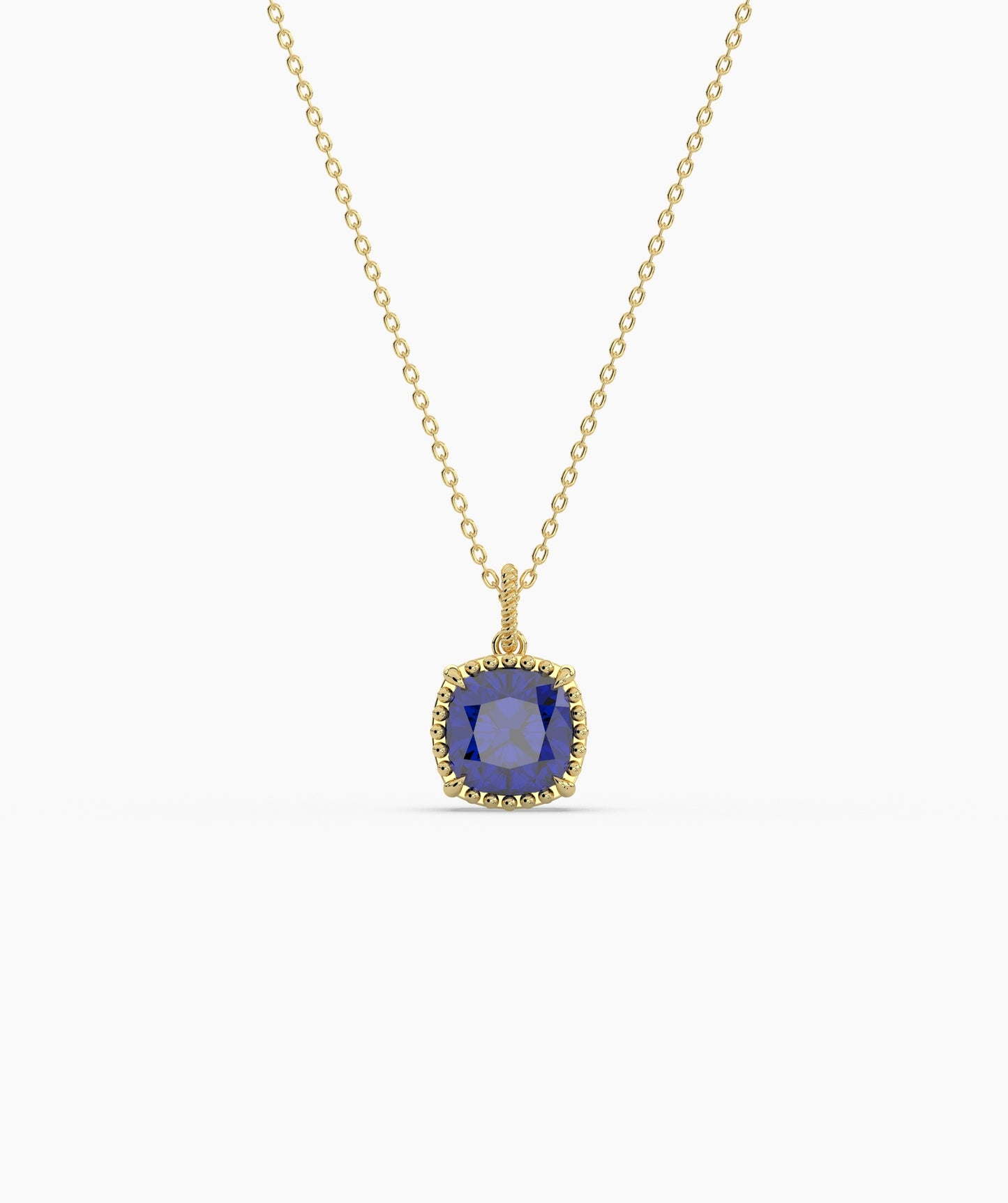 Cushion Cut Sky Blue Birthstone Pendant