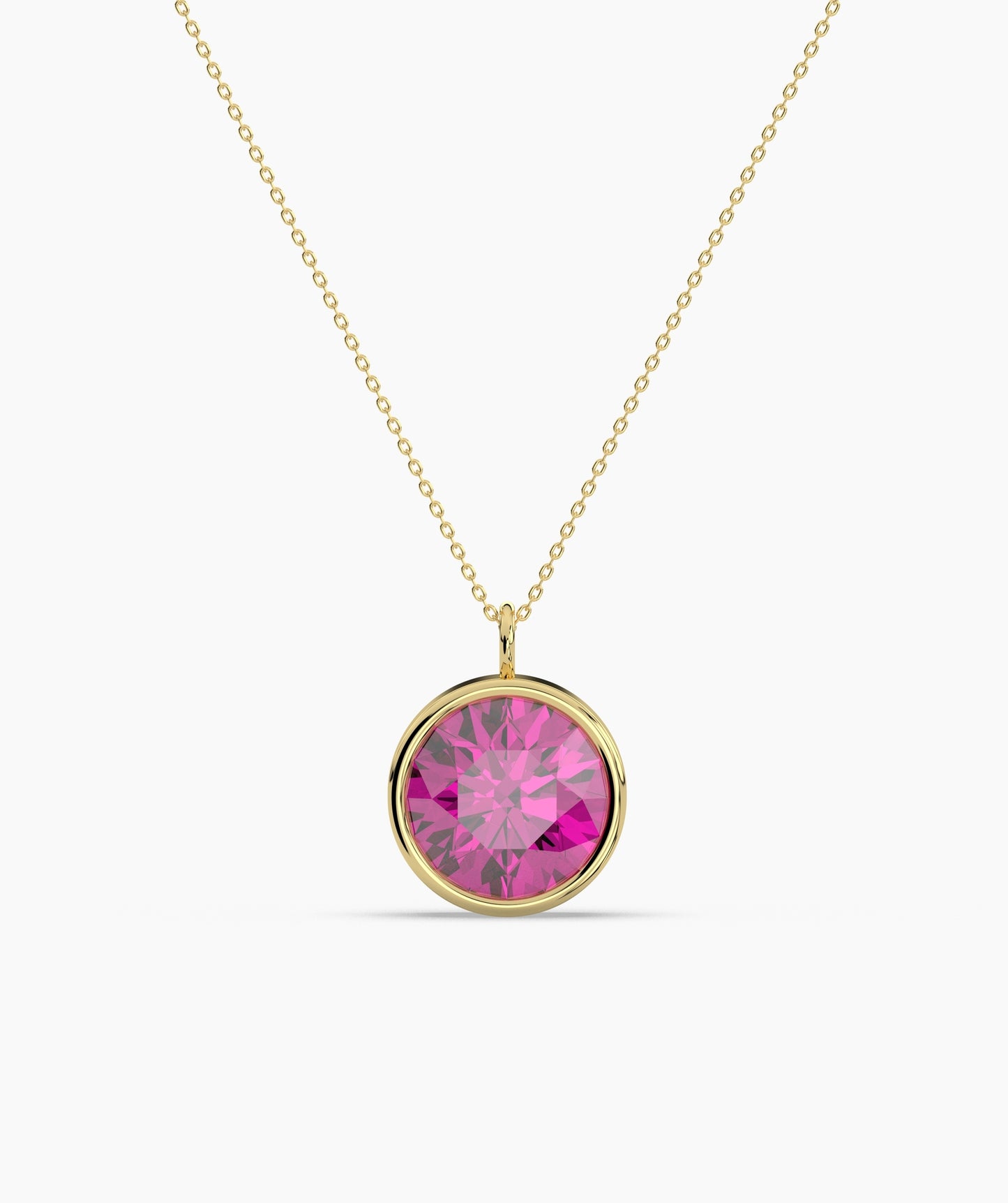Bezel Set Ruby Solitaire Necklace