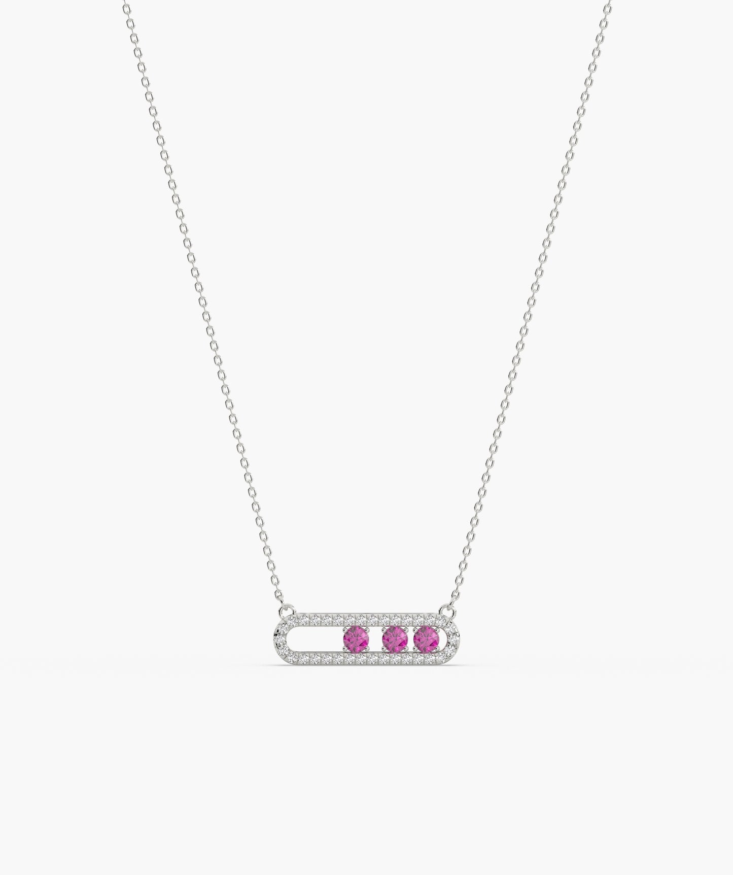 Blue Diamond Trio Halo Capsule Necklace