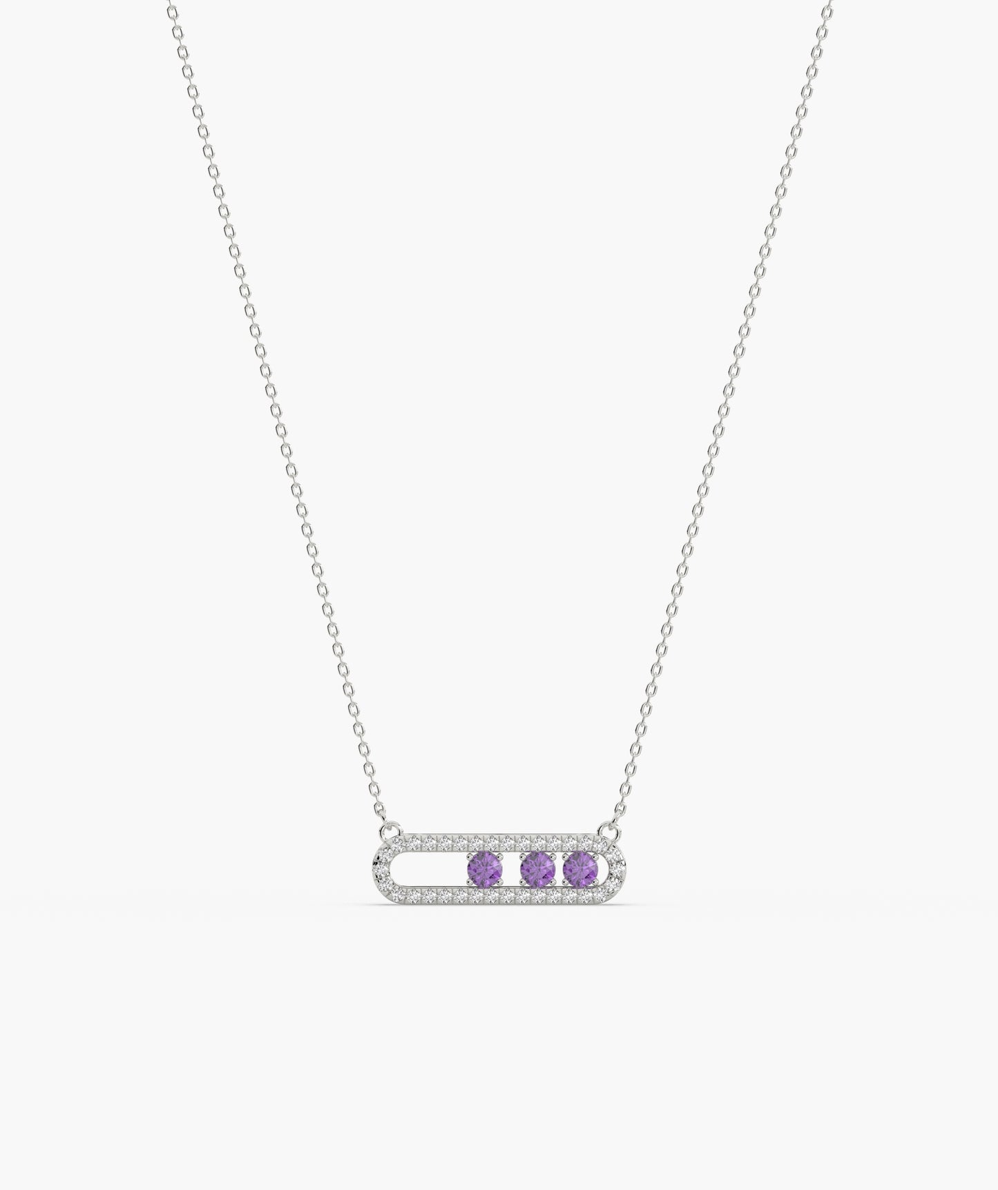 Movable Birthstone  Stone Pavé Capsule Necklace