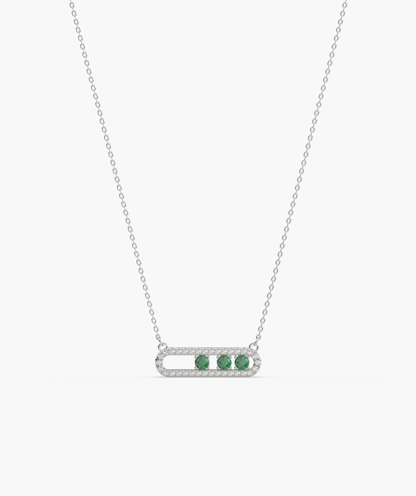 Movable Birthstone  Stone Pavé Capsule Necklace