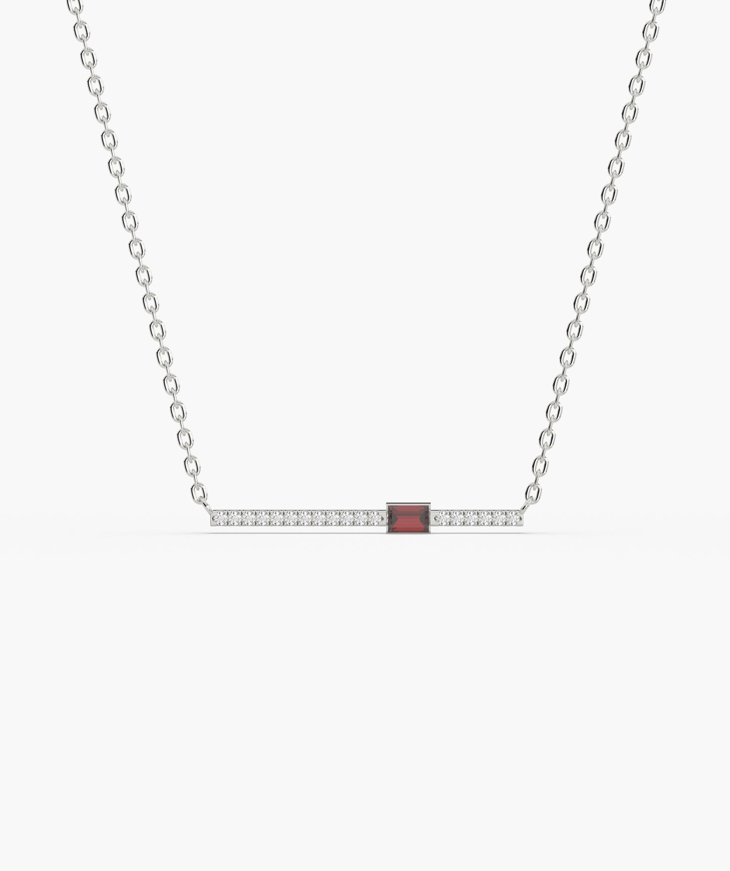 Baguette Blue Sapphire & Diamond Bar Necklace