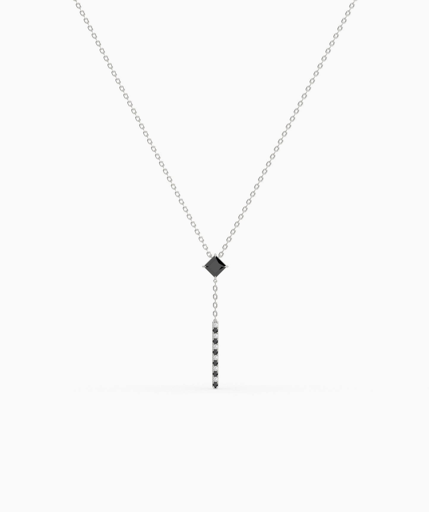 Princess Cut Birthstone Vertical Bar Lariat Necklace