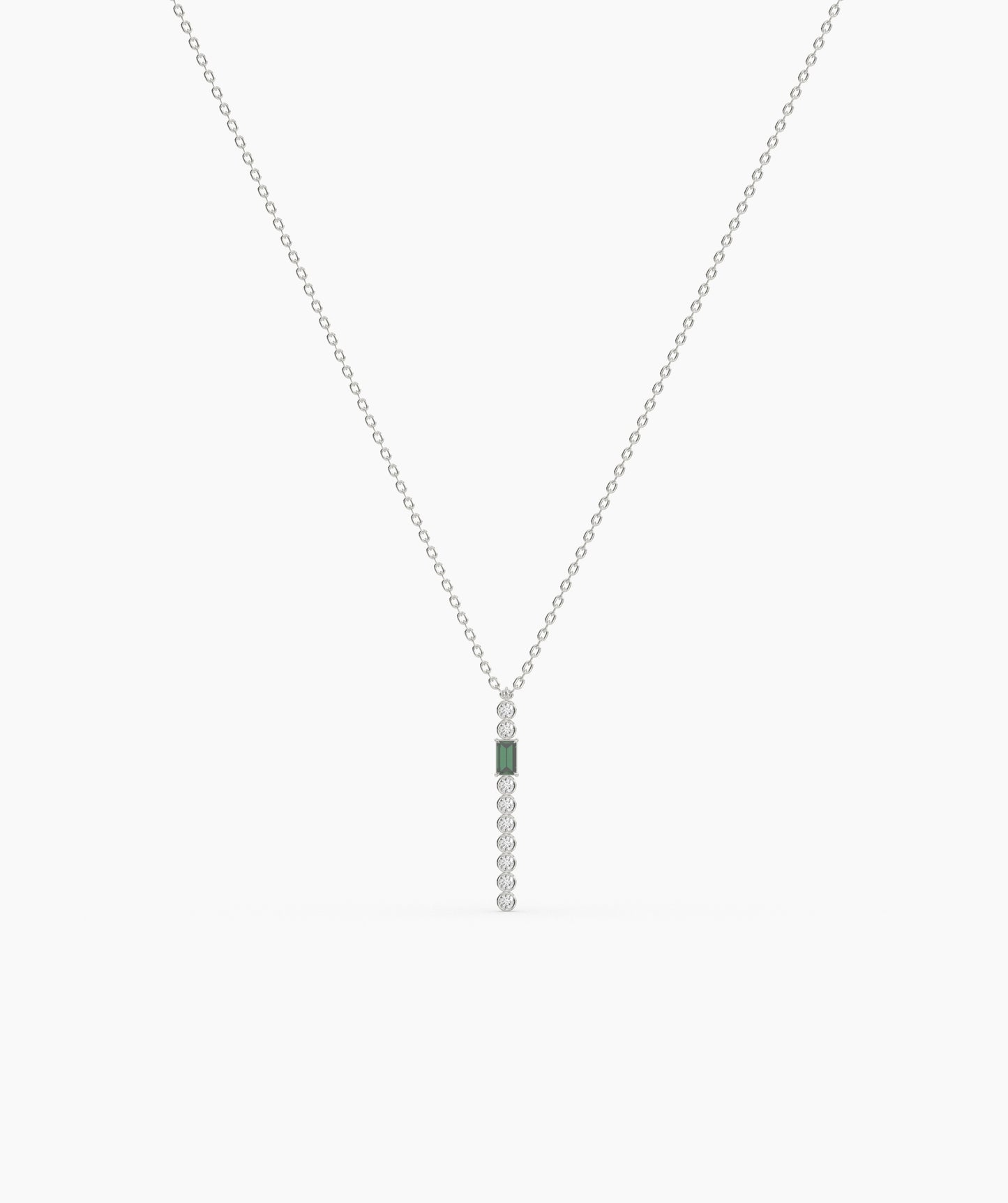Baguette and Bezel Vertical Bar Drop Necklace