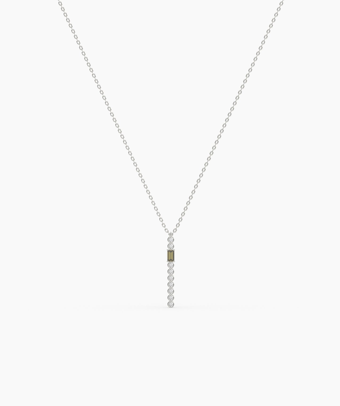 Baguette and Bezel Vertical Bar Drop Necklace