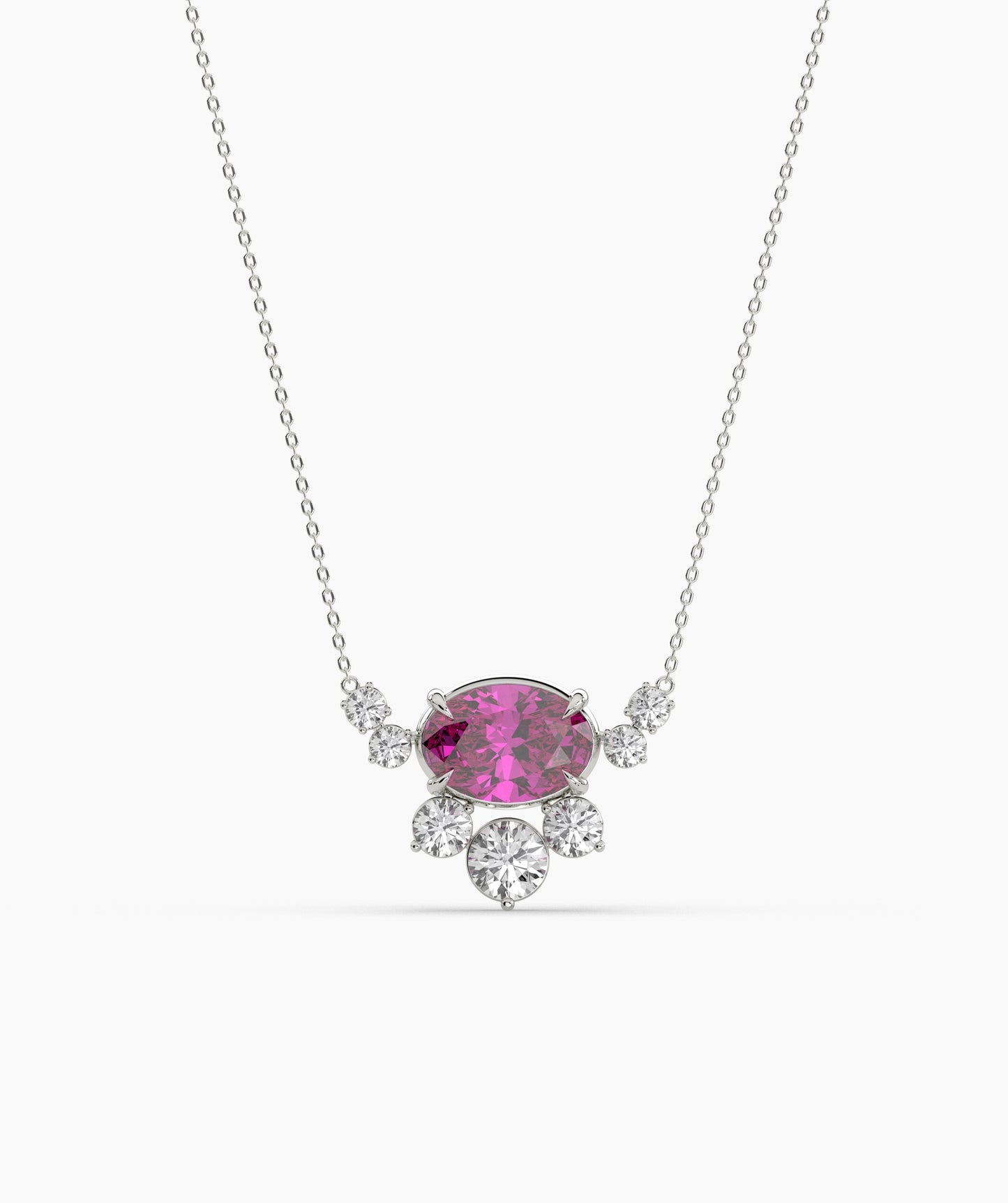 Oval Green Gemstone & Diamond Sunburst Pendant Necklace