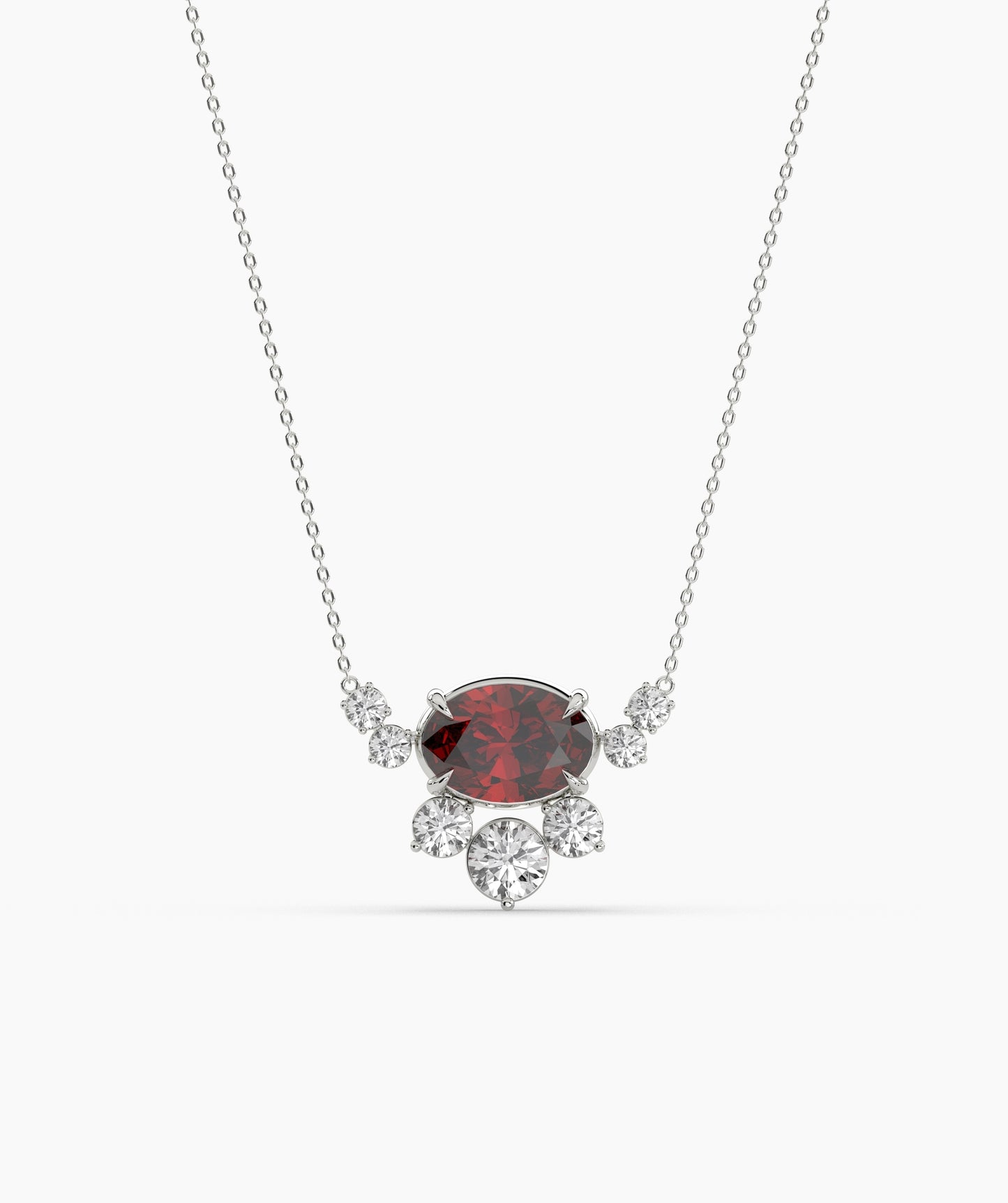 Oval Green Gemstone & Diamond Sunburst Pendant Necklace