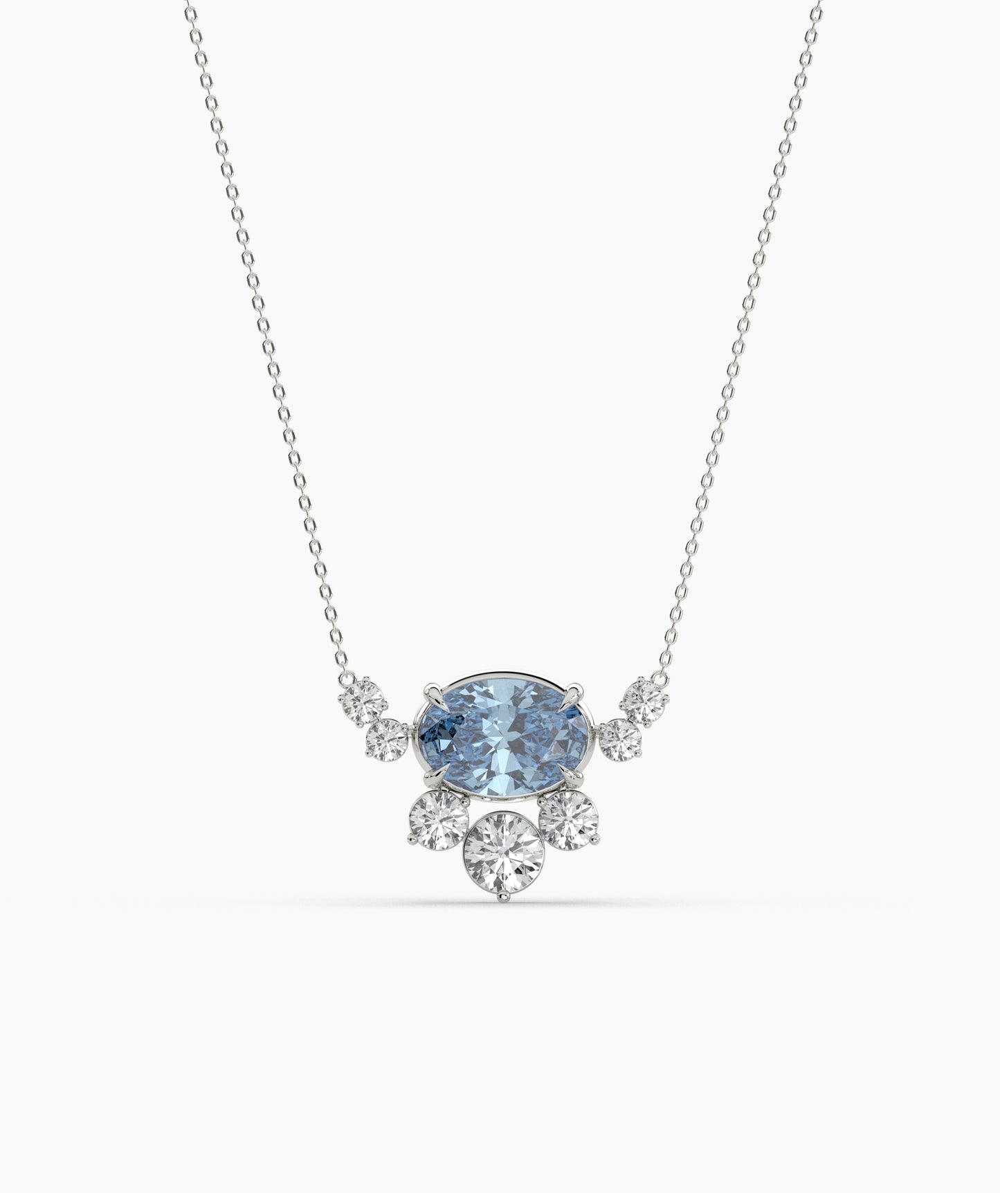 Oval Green Gemstone & Diamond Sunburst Pendant Necklace