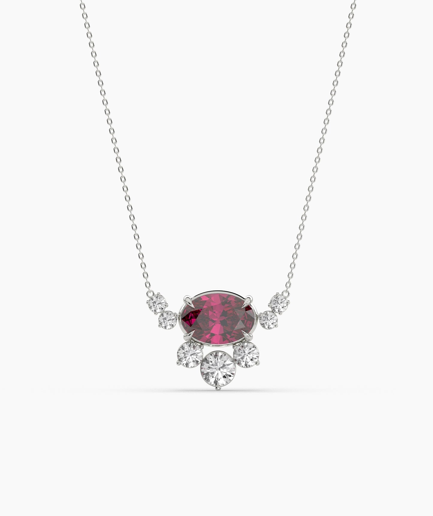 Oval Green Gemstone & Diamond Sunburst Pendant Necklace