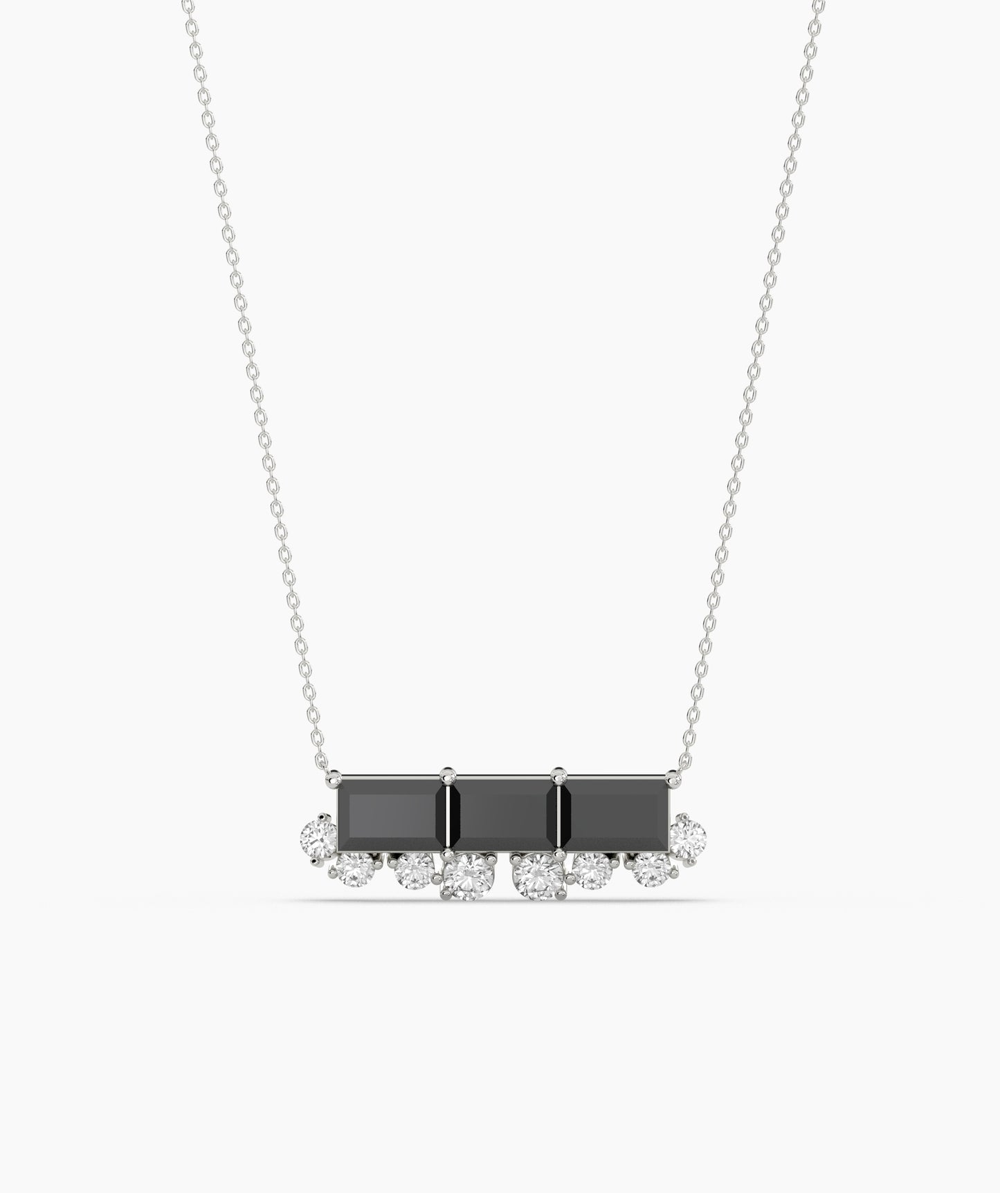 Baguette Ruby & Diamond Fringe Bar Necklace