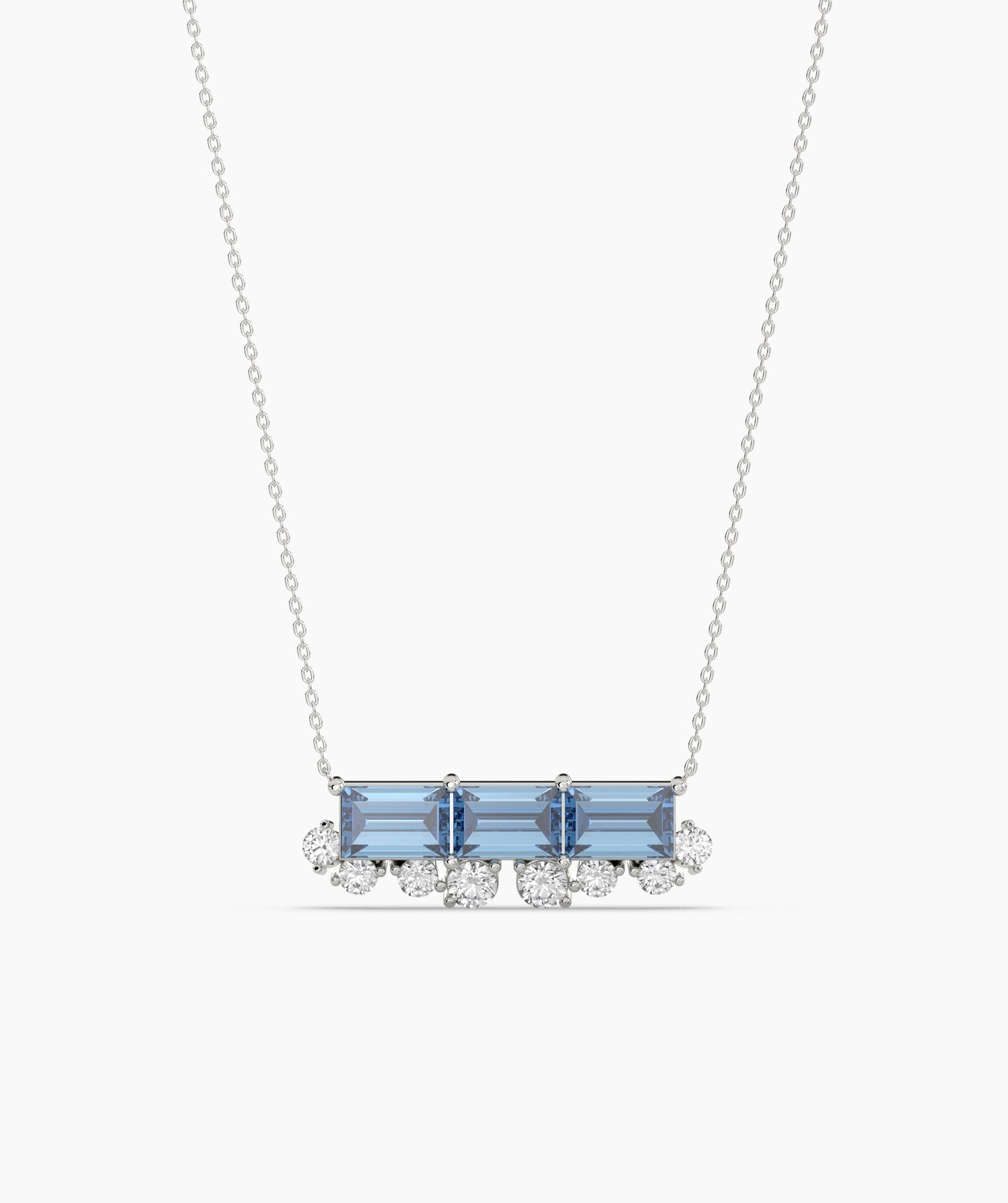 Baguette Ruby & Diamond Fringe Bar Necklace