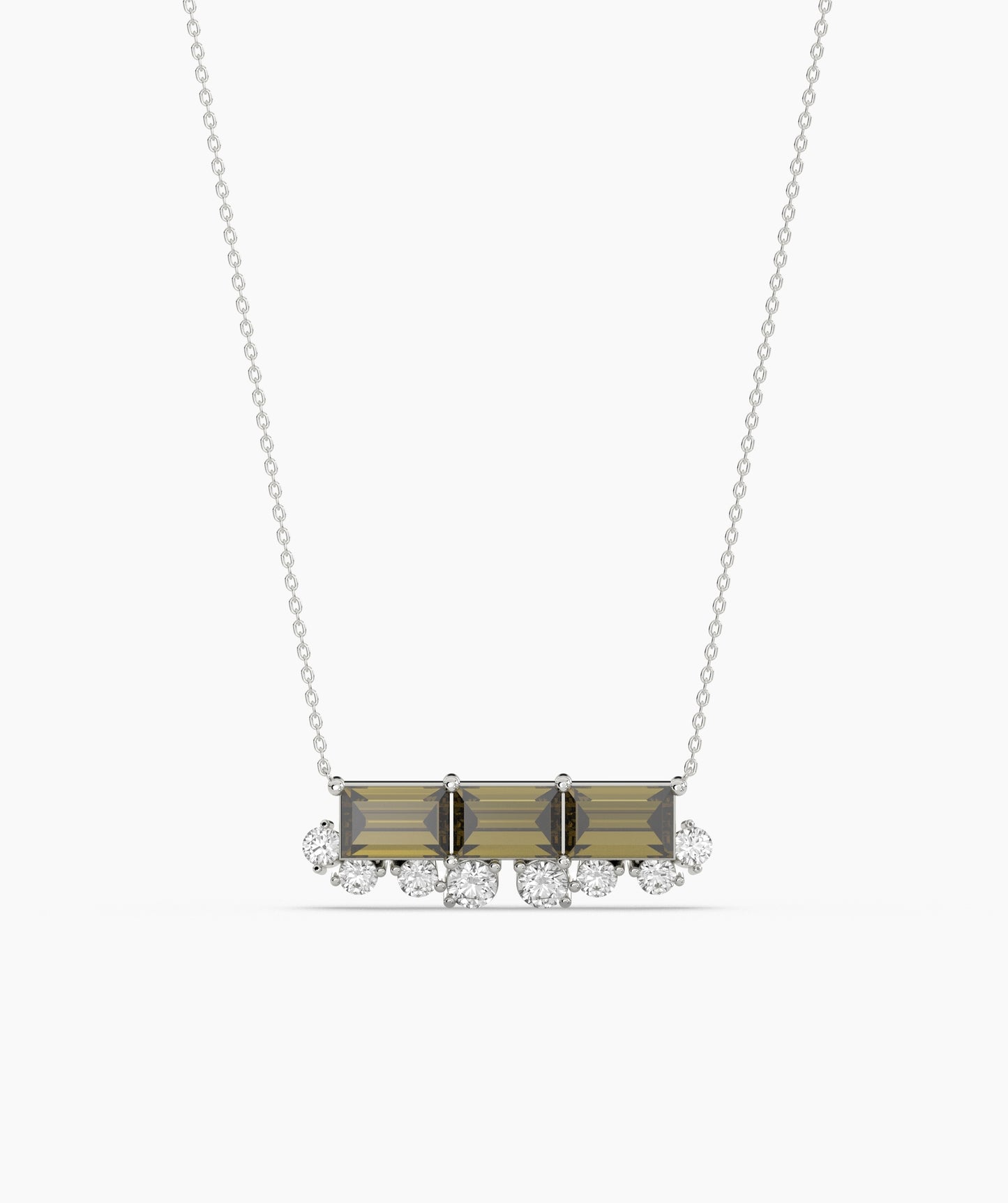 Baguette Ruby & Diamond Fringe Bar Necklace