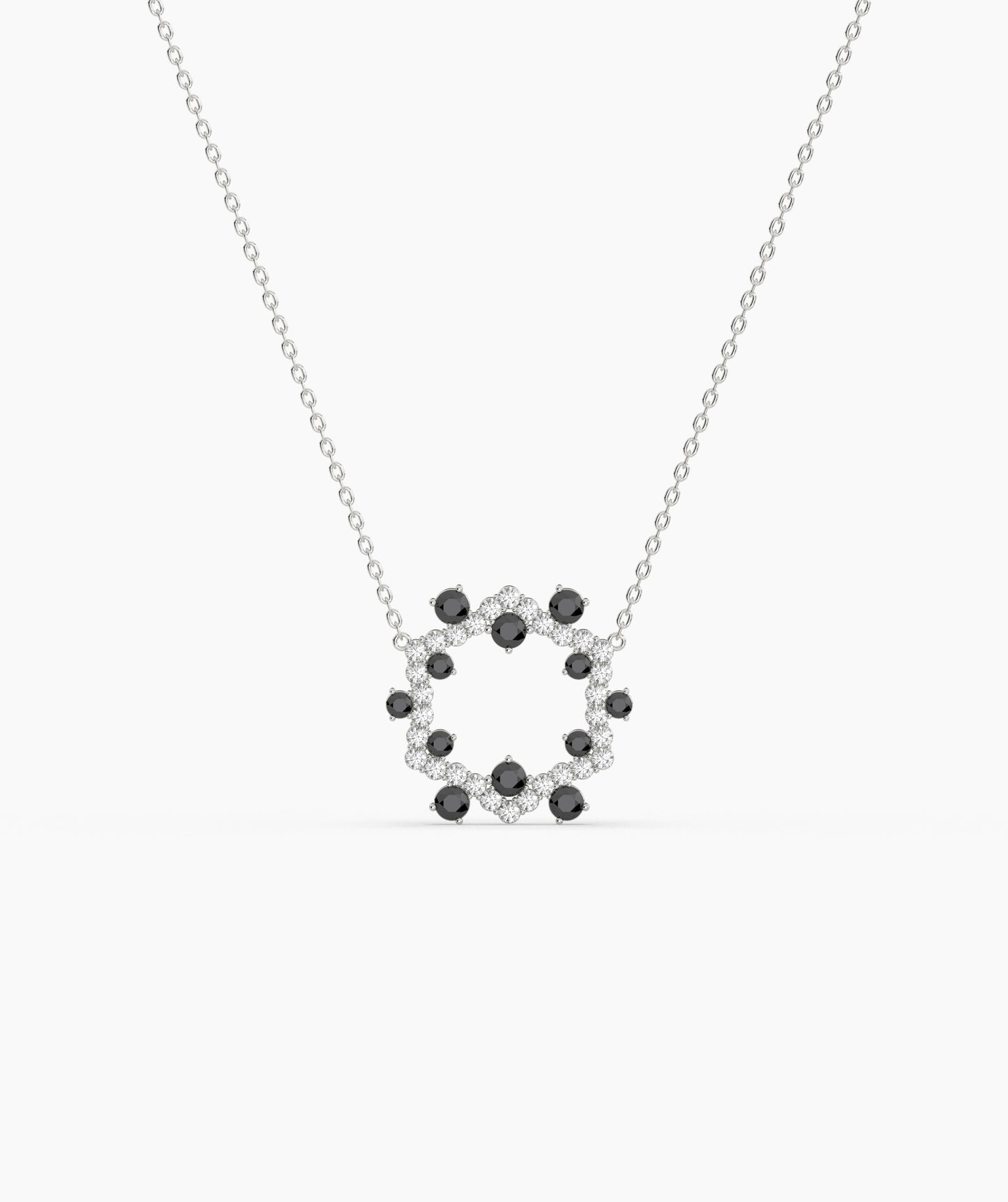 Green Gemstone & Diamond Open Circle Necklace