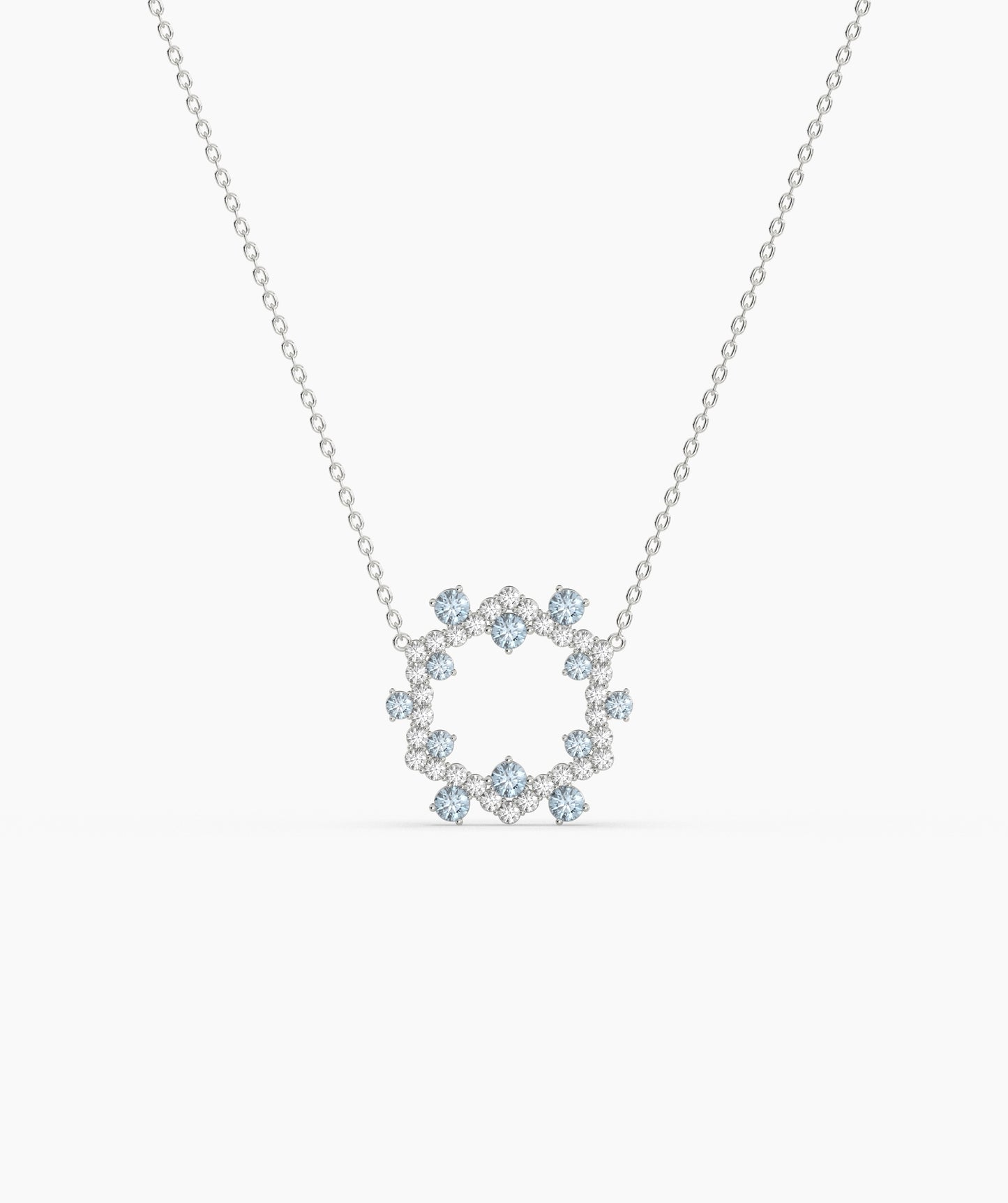 Green Gemstone & Diamond Open Circle Necklace
