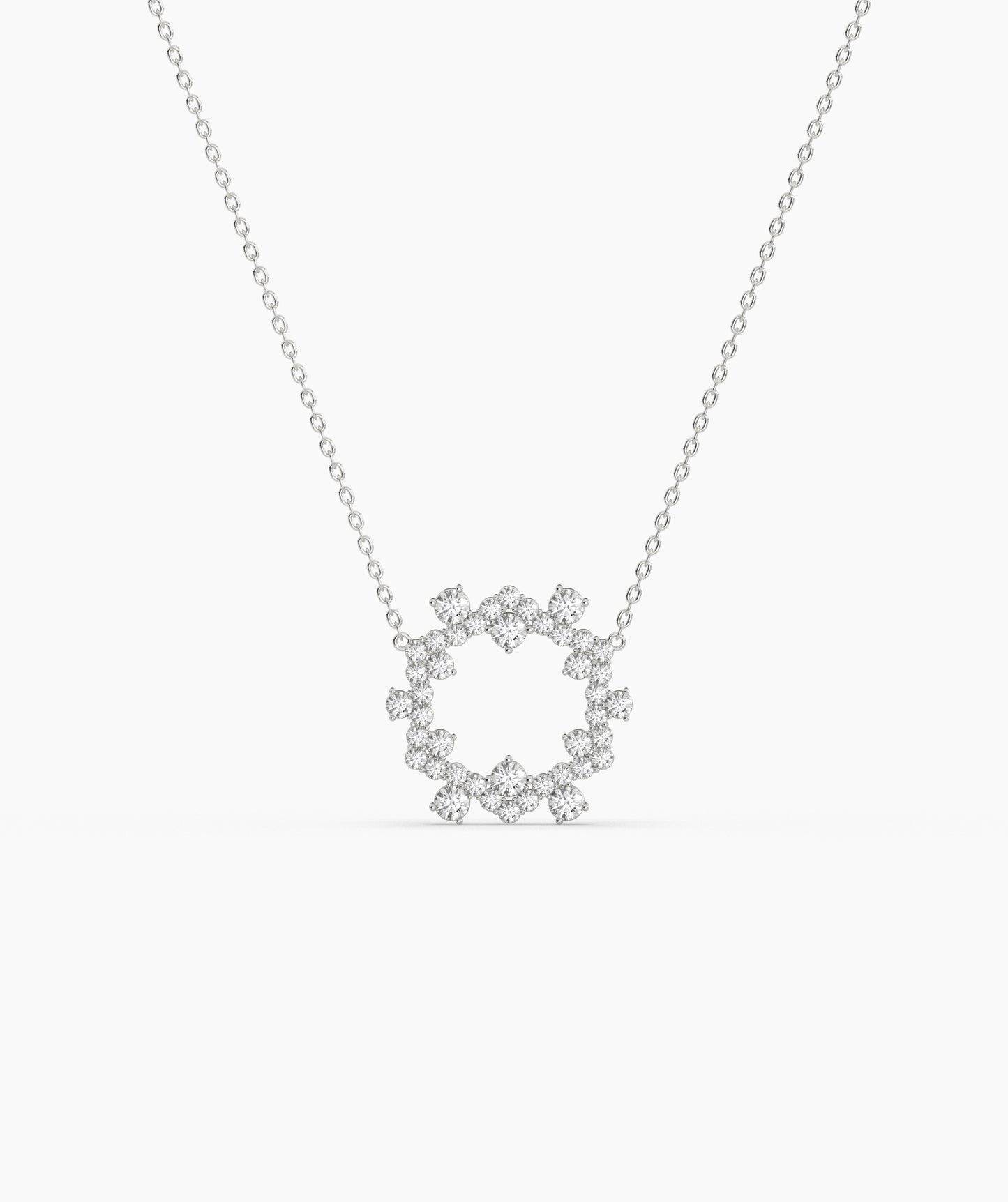 Green Gemstone & Diamond Open Circle Necklace