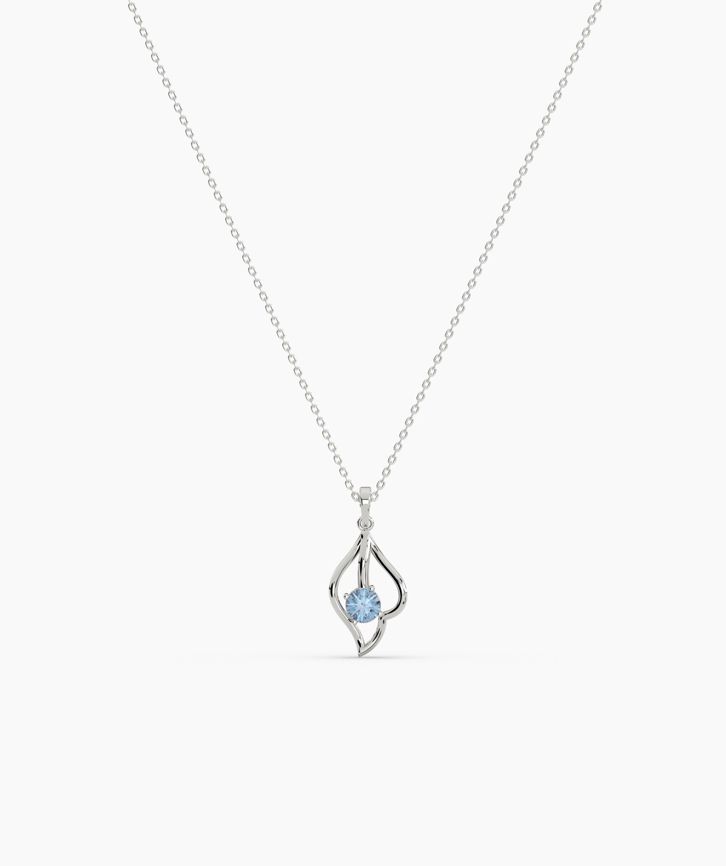 Red Solitaire Open Lotus Bud Necklace in 14K Gold