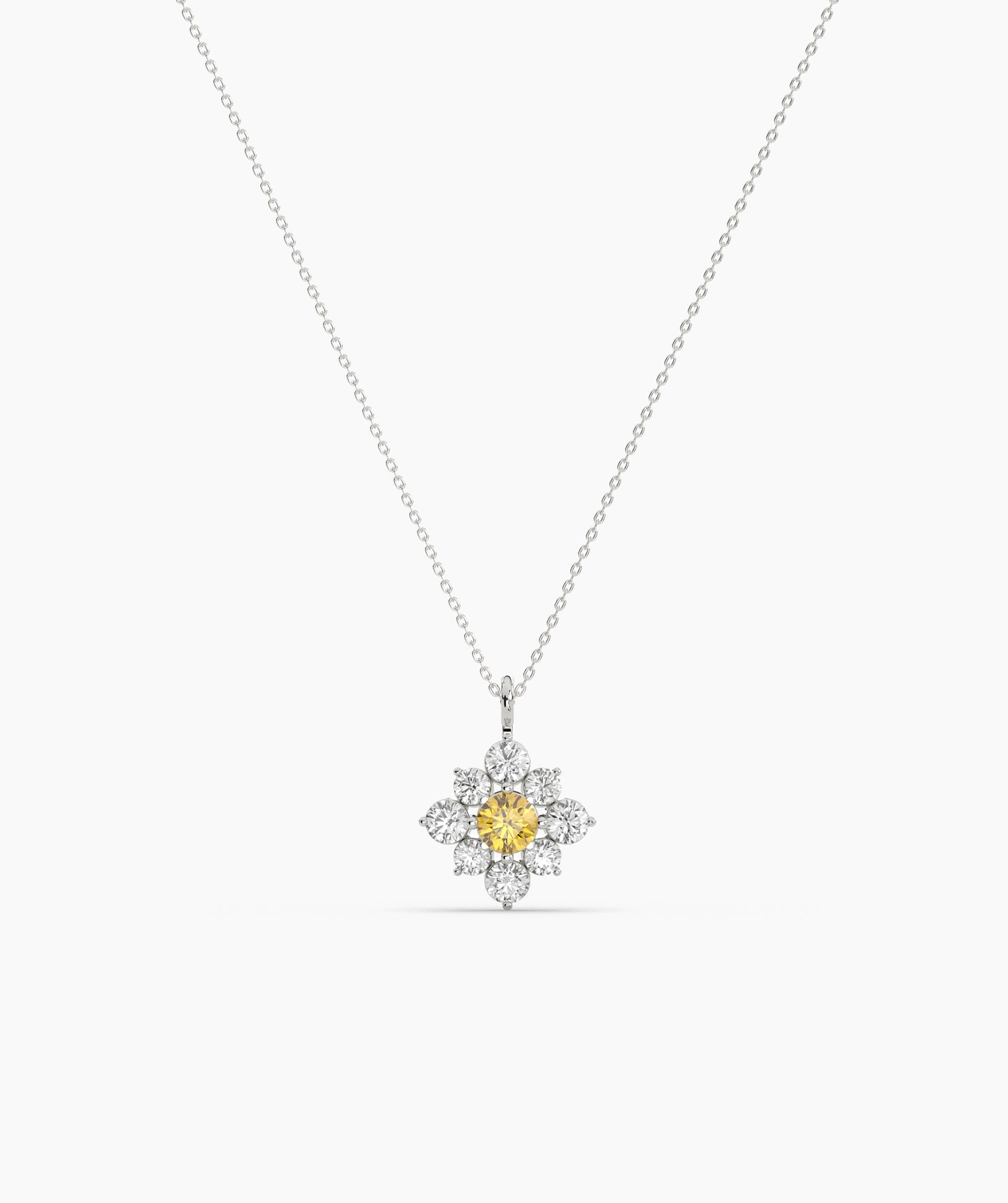 Green Diamond Vintage Halo Cluster Necklace