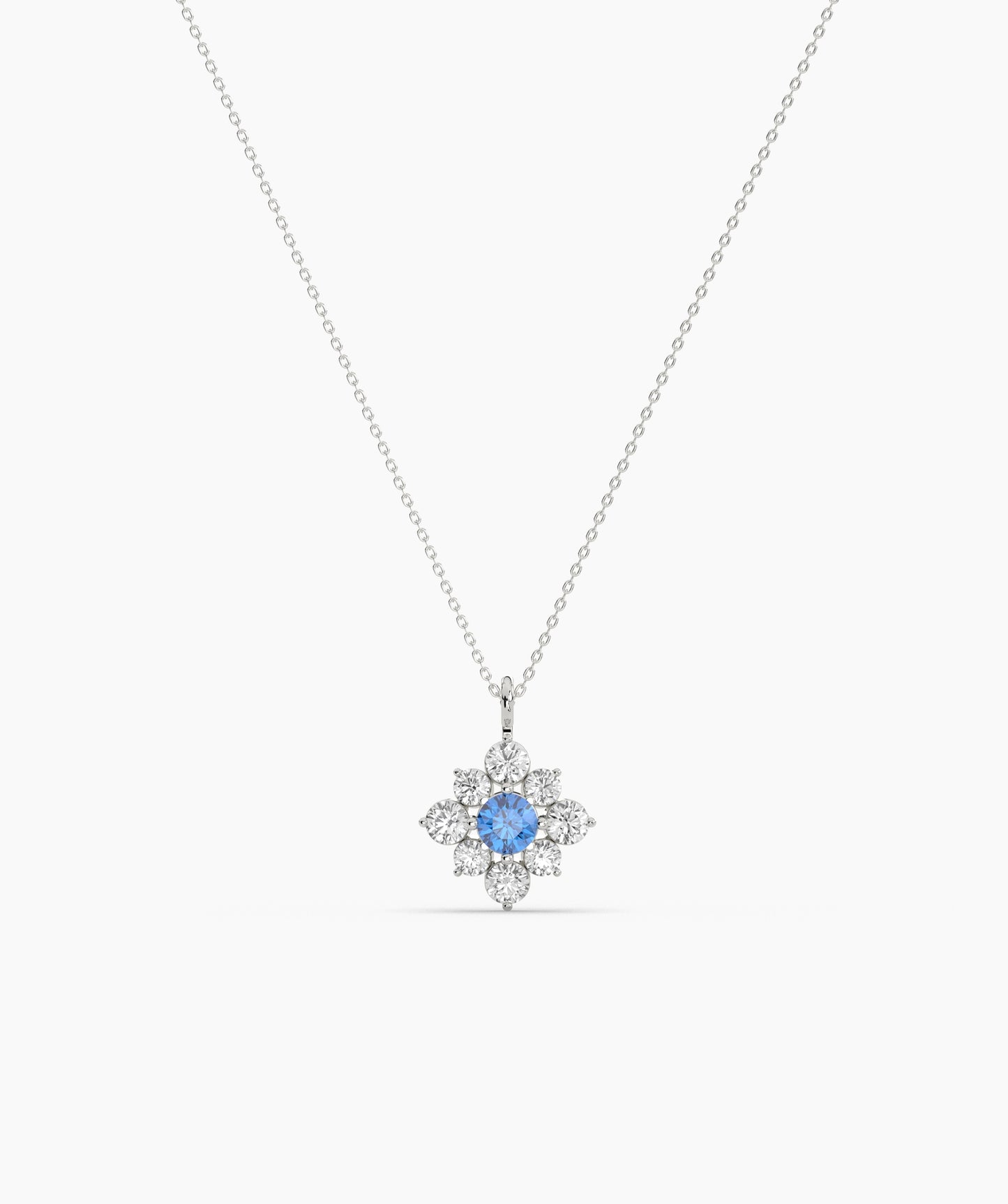 Green Diamond Vintage Halo Cluster Necklace