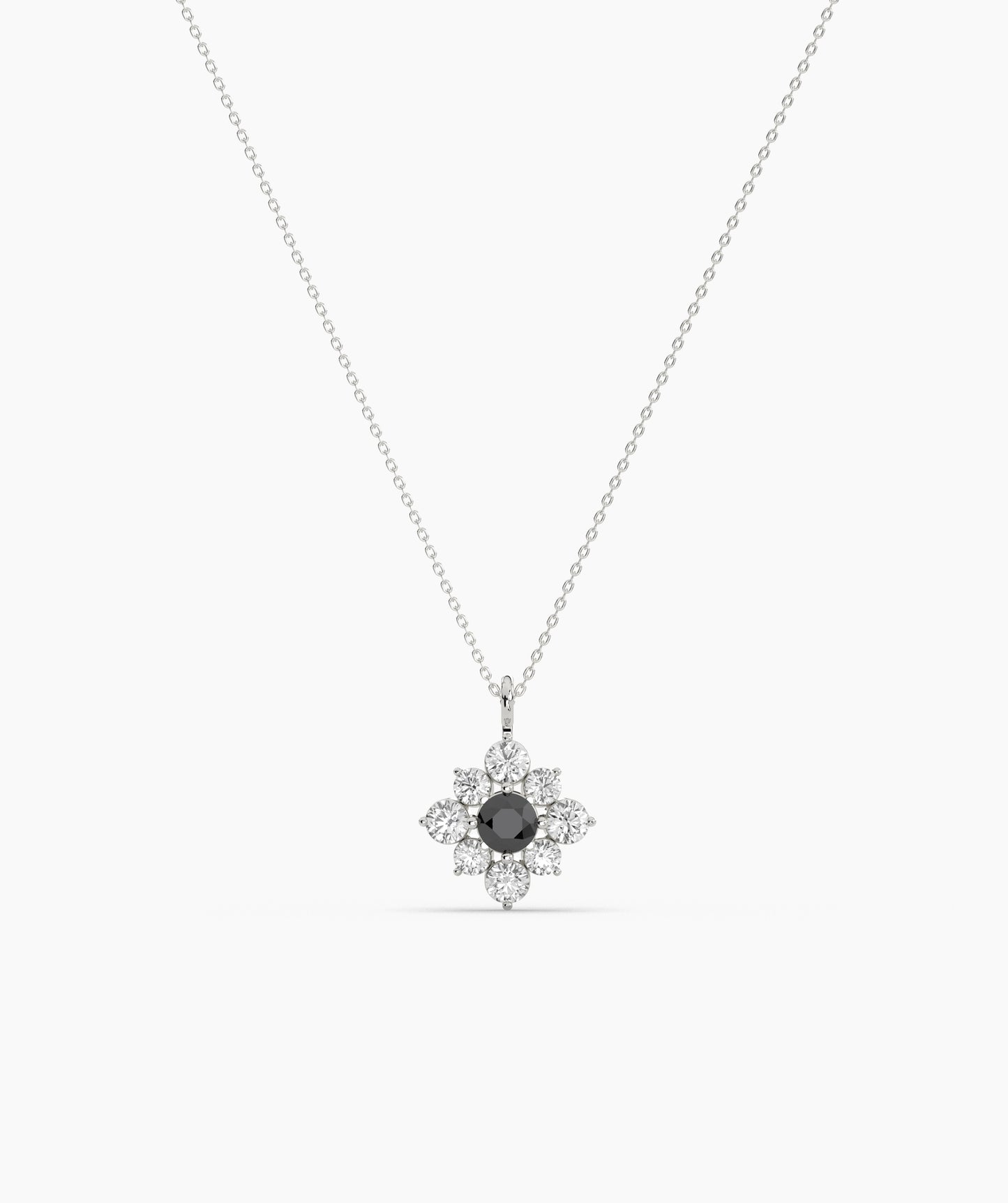Green Diamond Vintage Halo Cluster Necklace