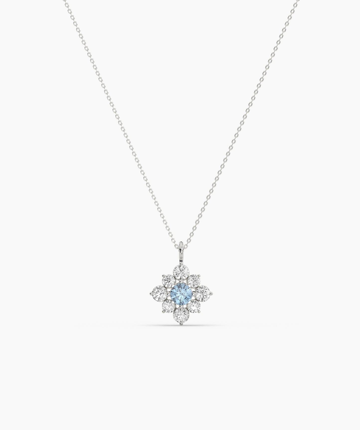 Green Diamond Vintage Halo Cluster Necklace