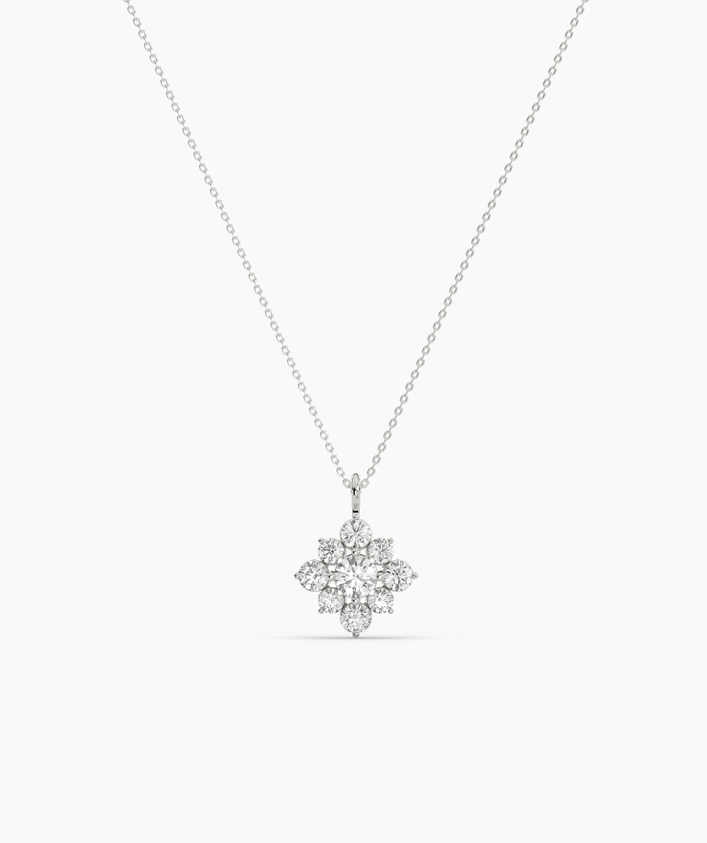 Green Diamond Vintage Halo Cluster Necklace