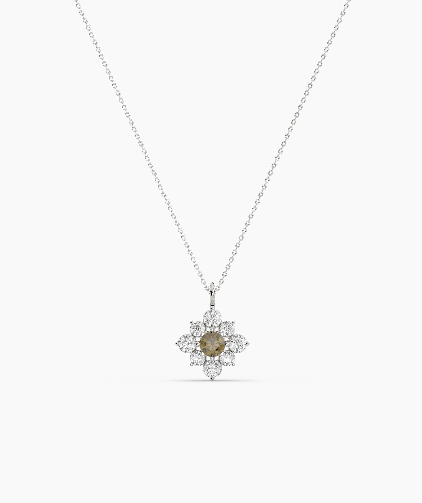 Green Diamond Vintage Halo Cluster Necklace
