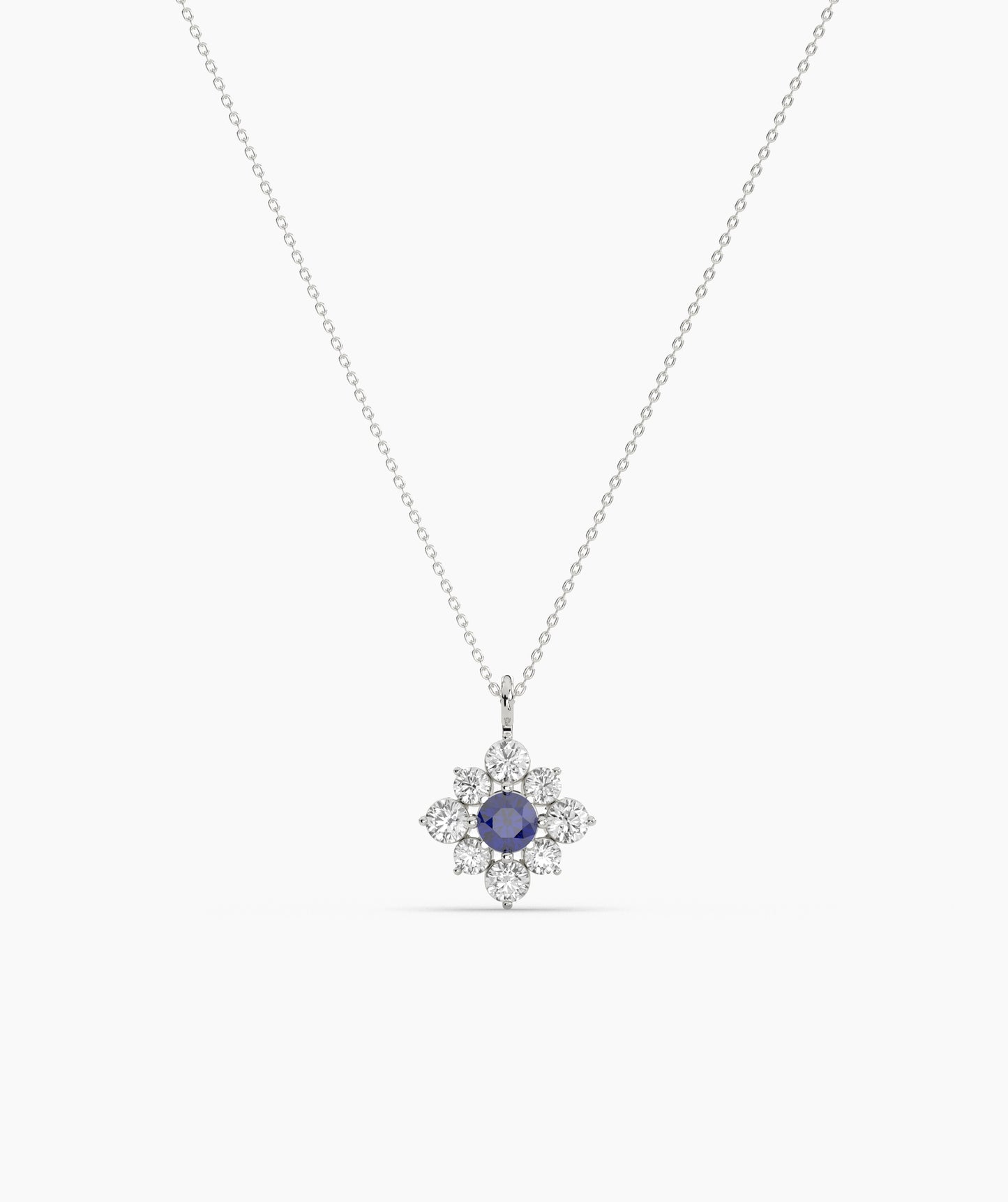 Green Diamond Vintage Halo Cluster Necklace