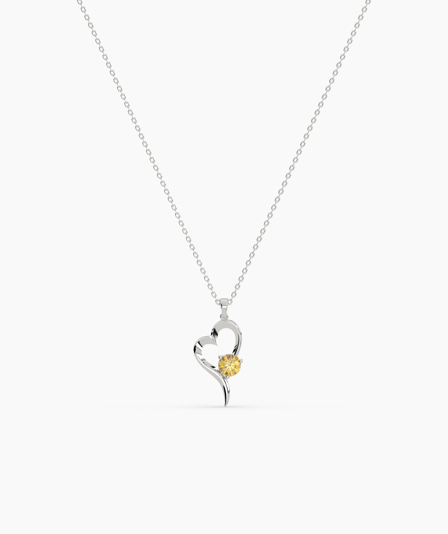 Birthstone Solitaire Open Heart Necklace