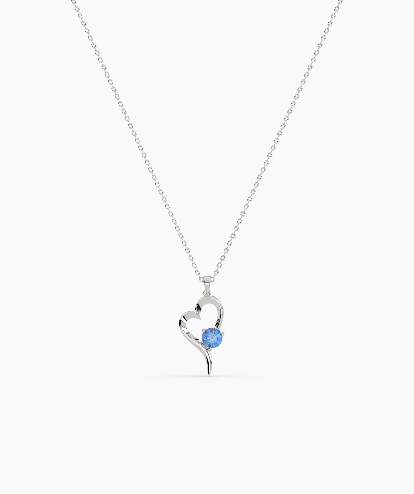 Birthstone Solitaire Open Heart Necklace