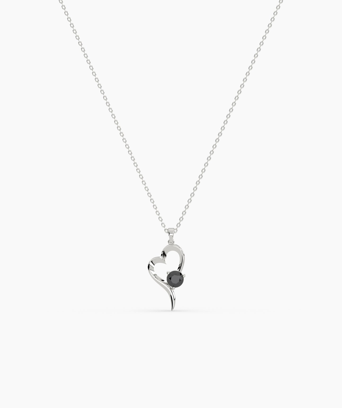 Birthstone Solitaire Open Heart Necklace