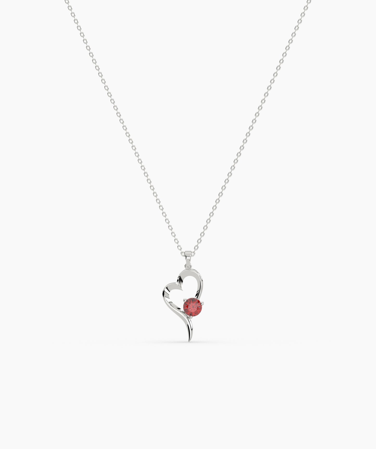 Birthstone Solitaire Open Heart Necklace