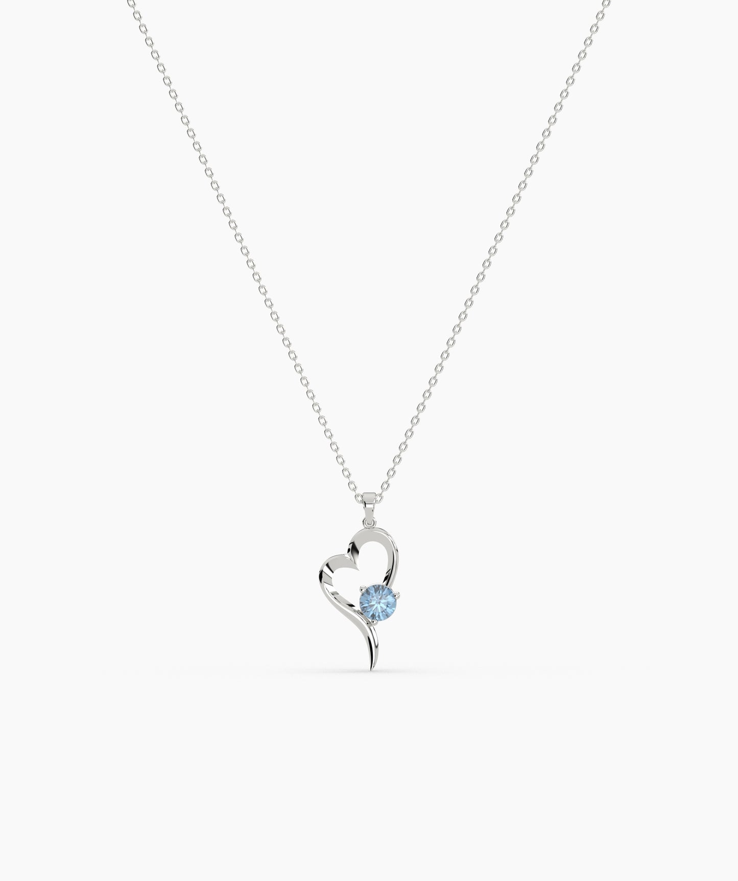 Birthstone Solitaire Open Heart Necklace
