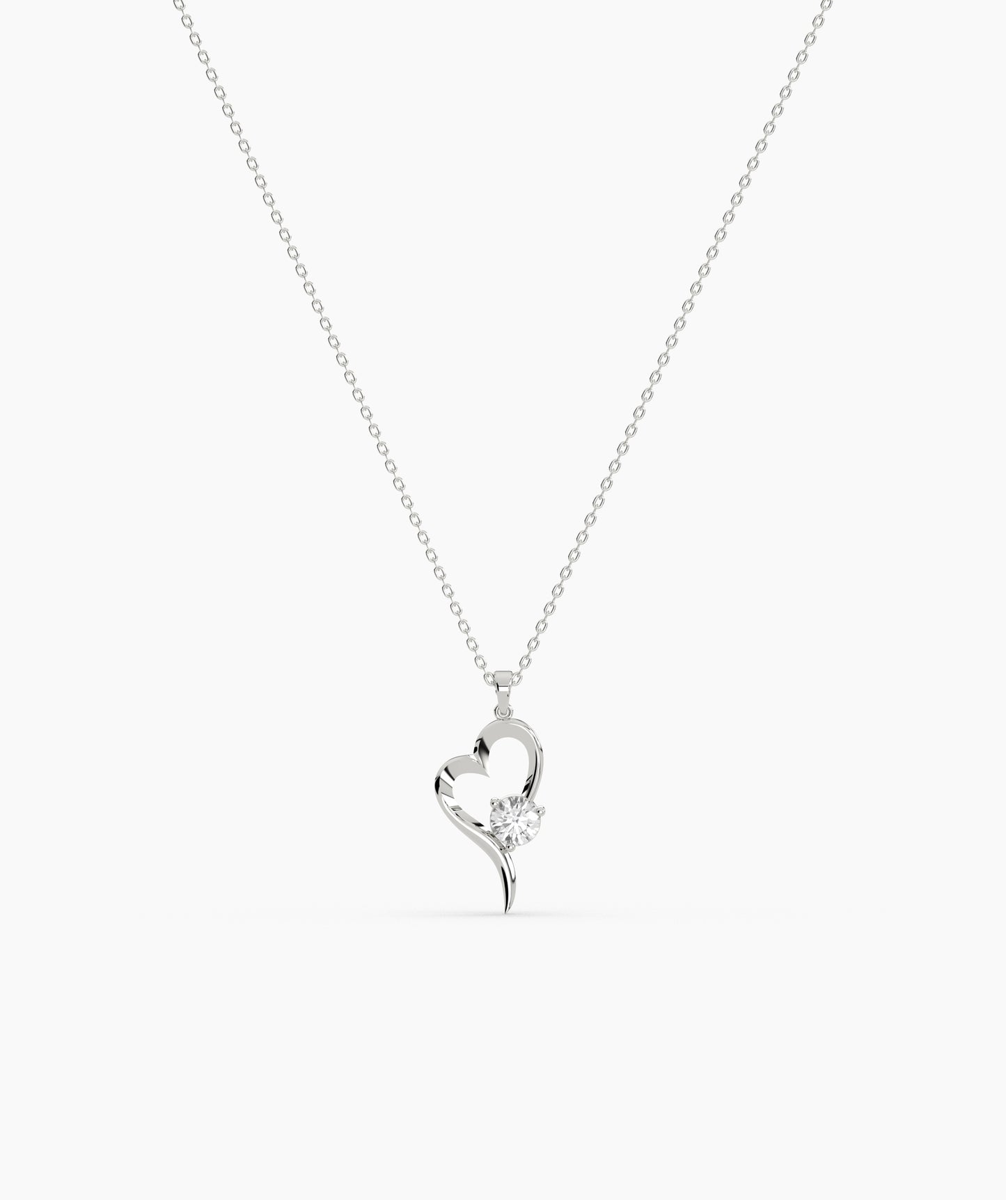 Birthstone Solitaire Open Heart Necklace