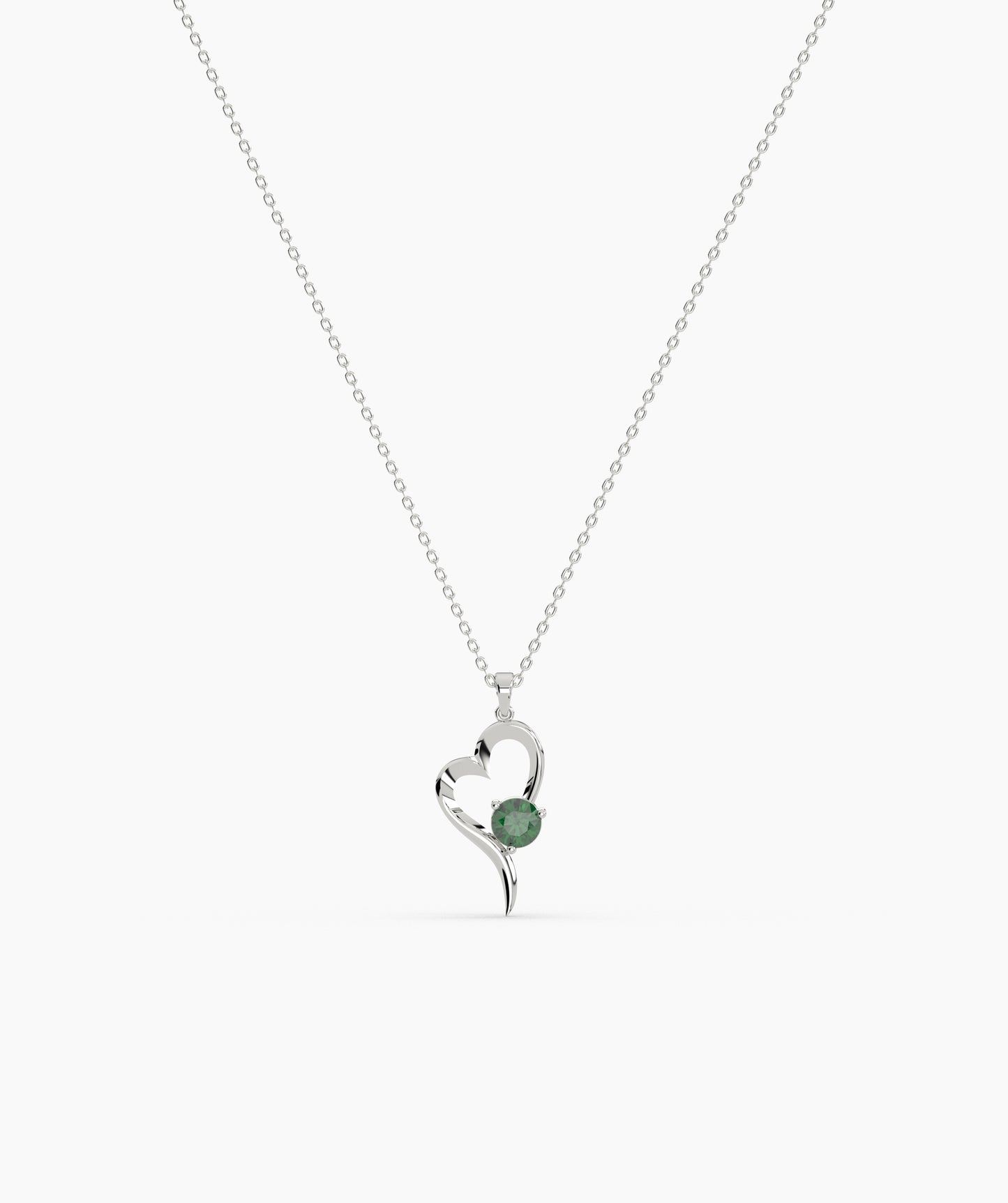 Birthstone Solitaire Open Heart Necklace
