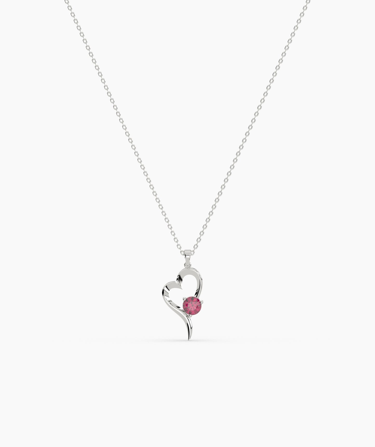 Birthstone Solitaire Open Heart Necklace